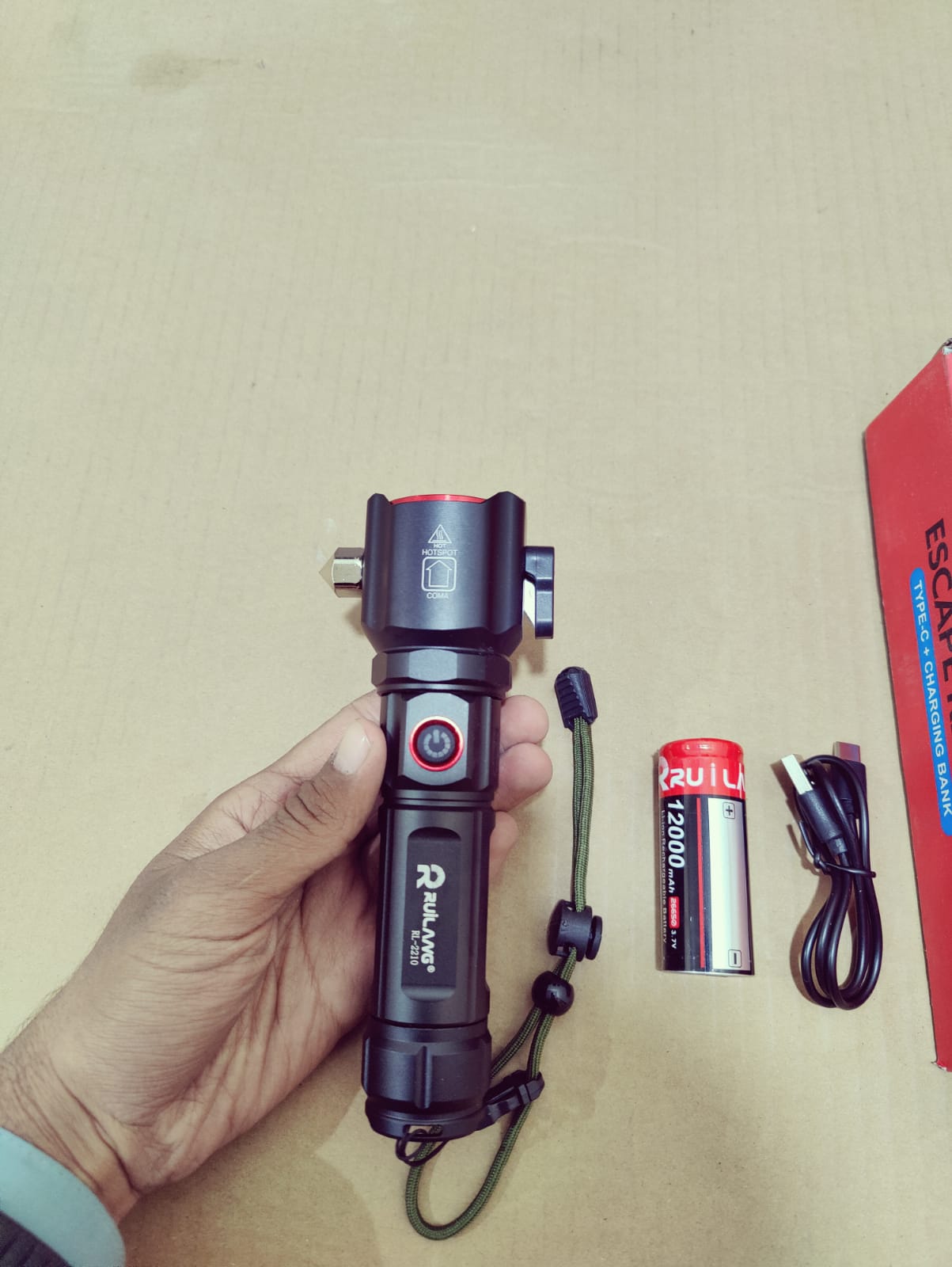 Multifunctional Most Powerful 4 in 1 Rechargeable Emergency Flashlight & Charging Bank