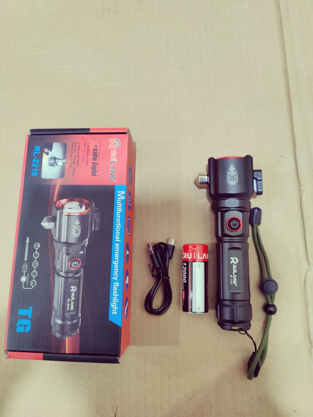 Multifunctional Most Powerful 4 in 1 Rechargeable Emergency Flashlight & Charging Bank