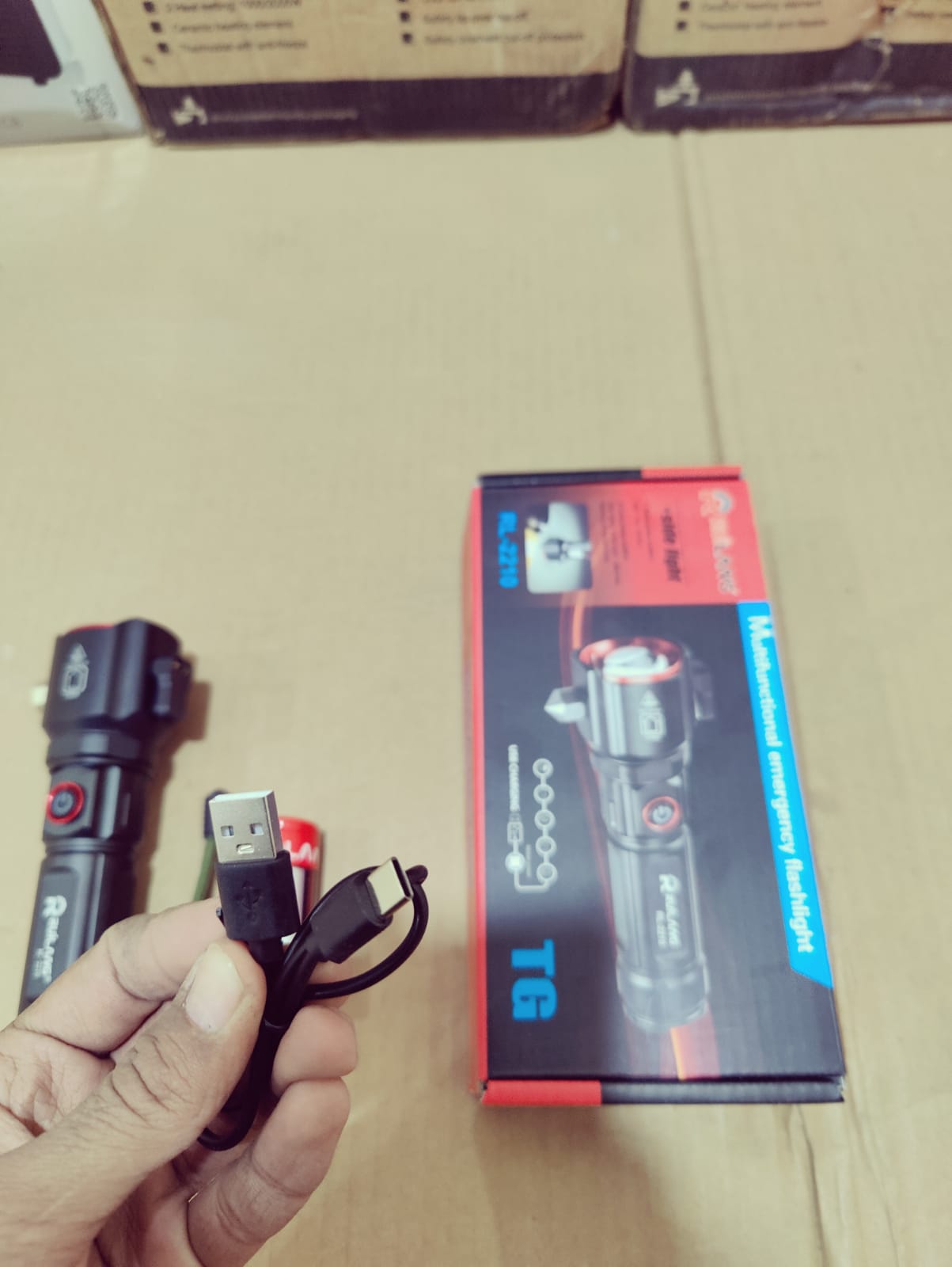 Multifunctional Most Powerful 4 in 1 Rechargeable Emergency Flashlight & Charging Bank