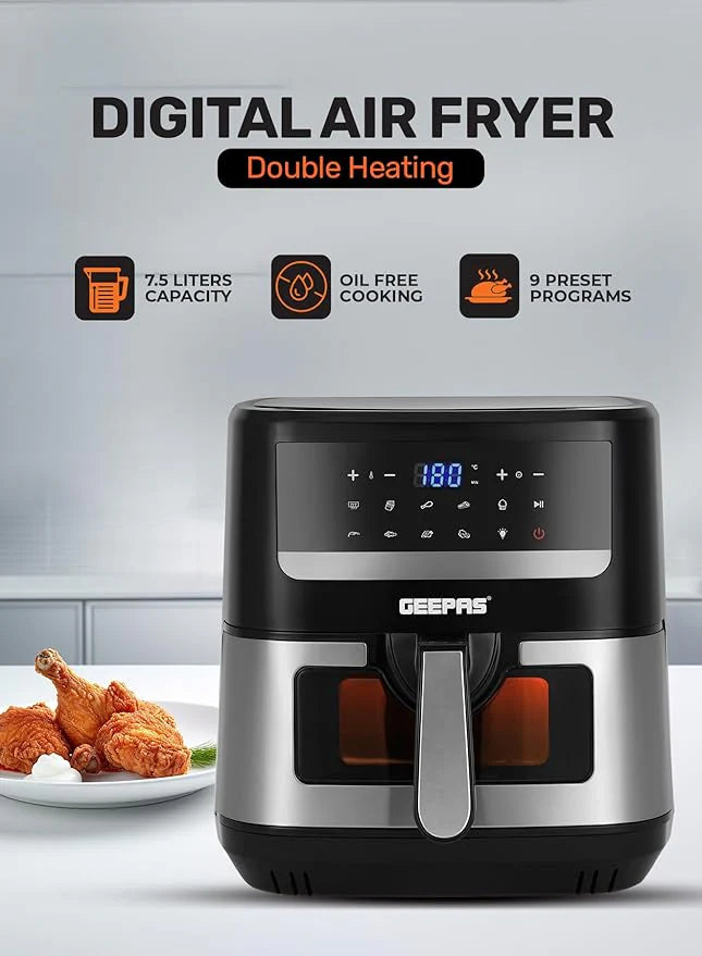 Geepas 7.5L Double Heating Digital Air Fryer 37543