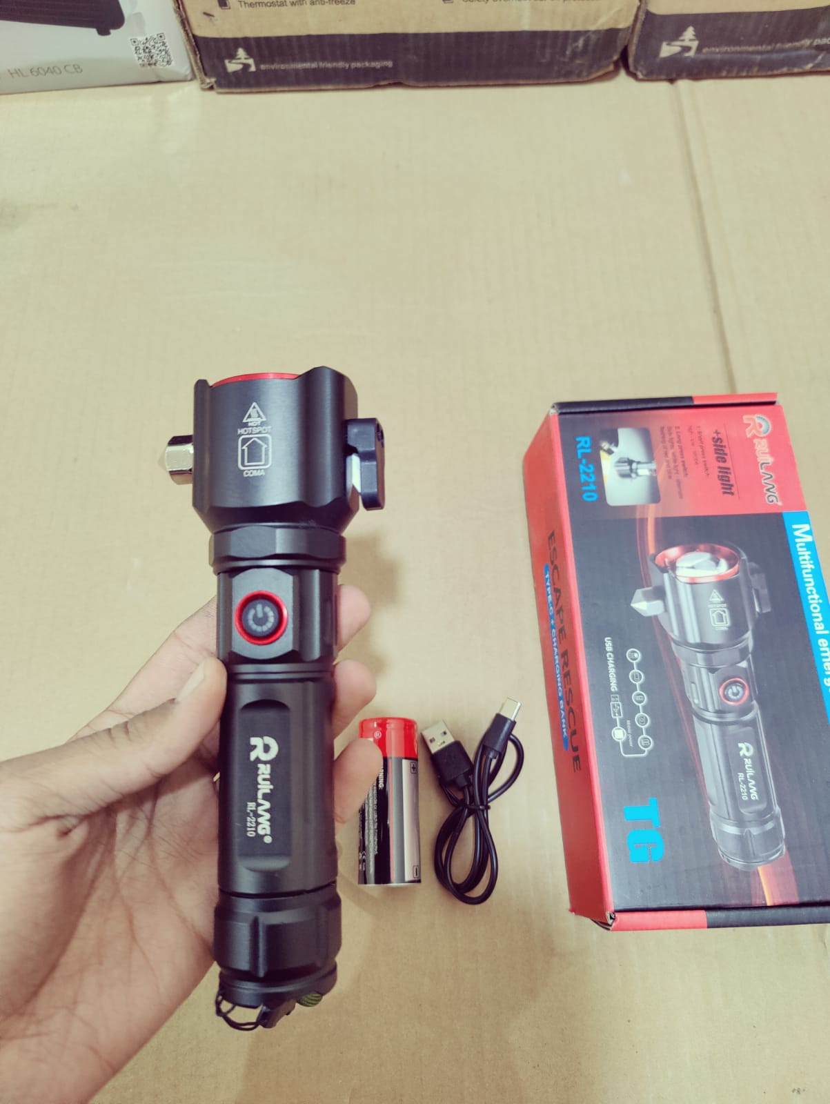 Multifunctional Most Powerful 4 in 1 Rechargeable Emergency Flashlight & Charging Bank