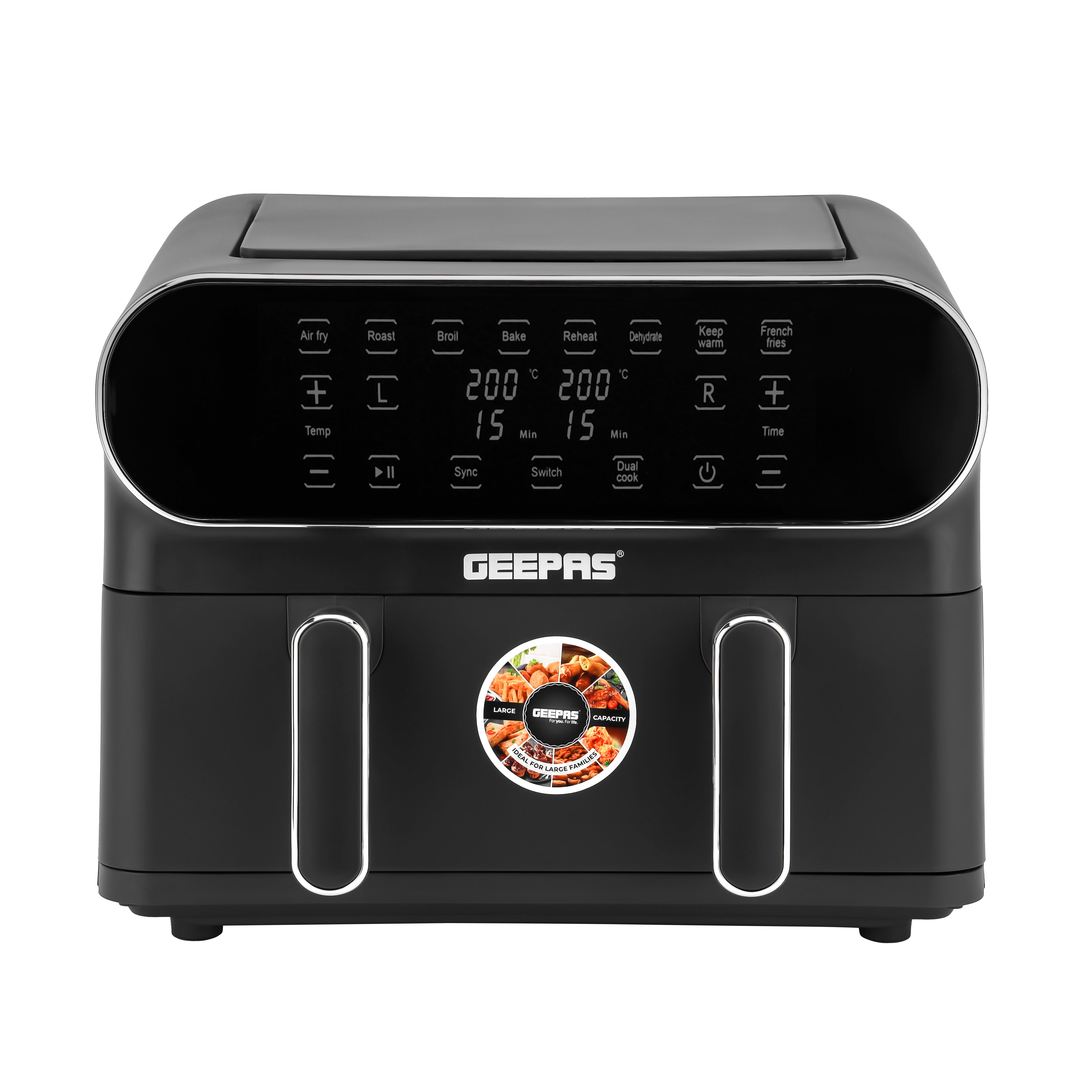 Geepas Digital Air Fryer-11L Capacity with 5.5 L Dual Baskets GAF37532