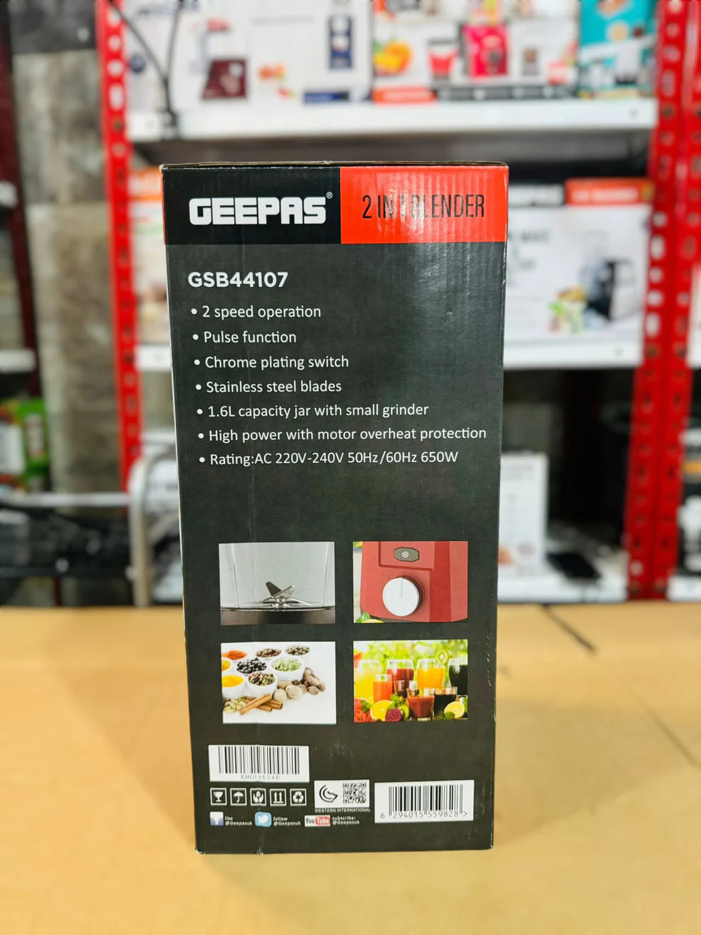 Geepas 1.6L 2 in 1 Blender 650W -44107