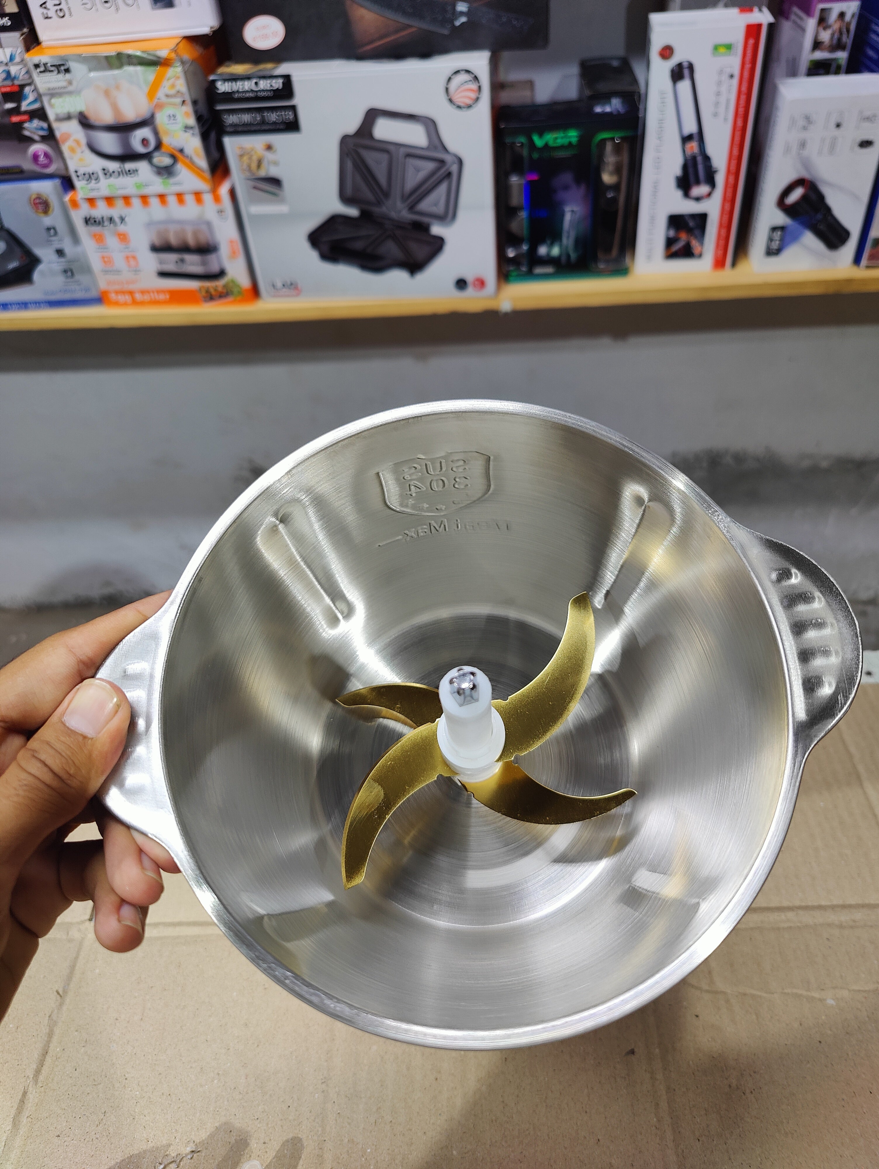 Imported Silver Crest 6-in-1 Chopper with Steel & Glass Bowl