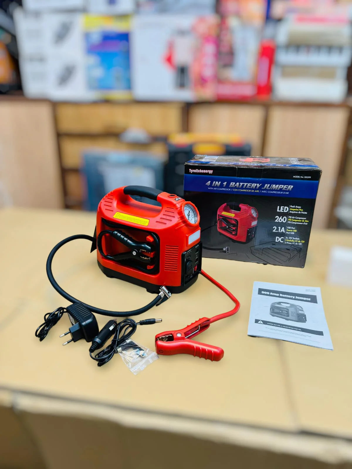 Multifunctional 4 in 1 Jump Starter & Tire Inflator With Power Bank