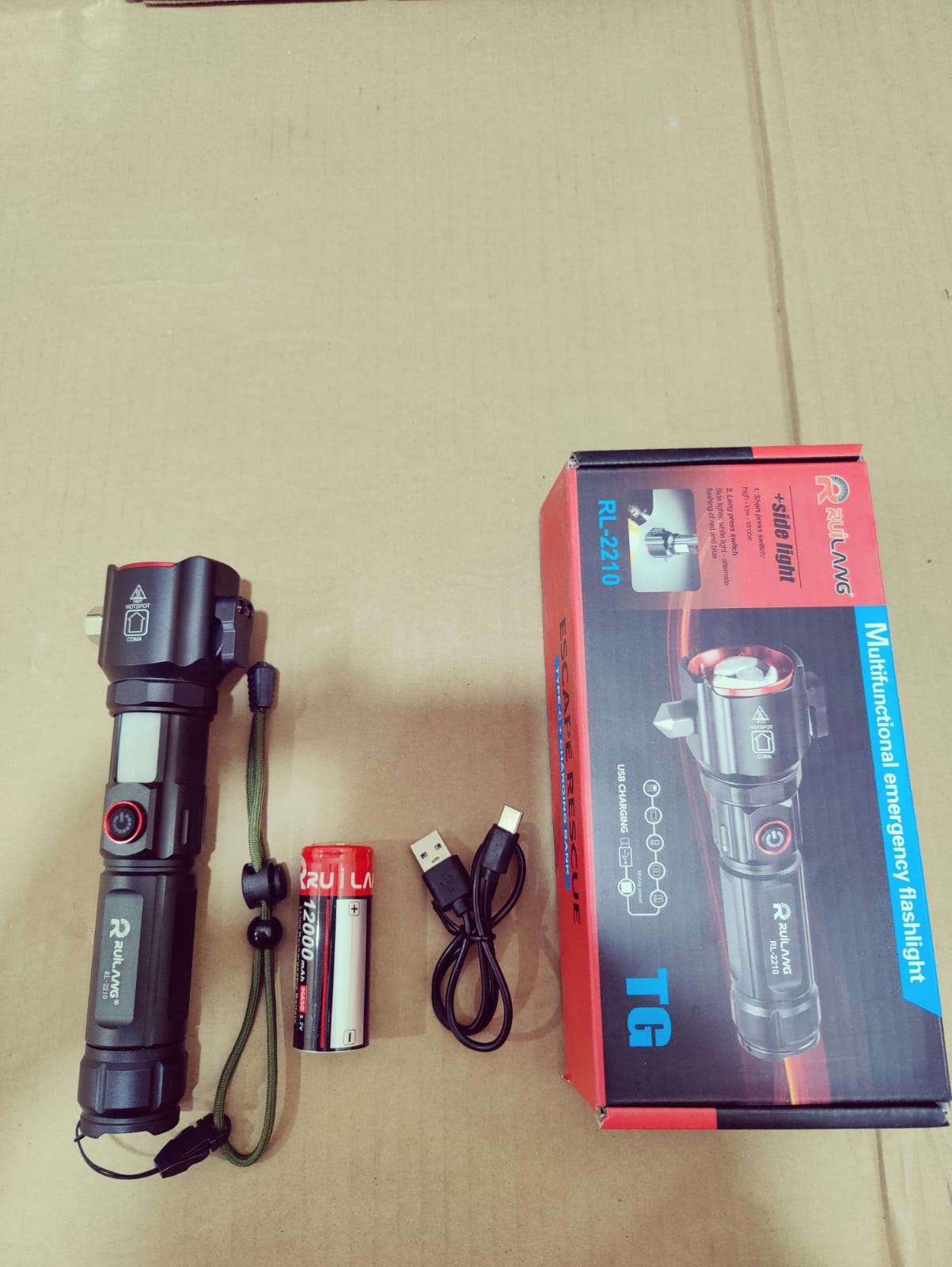 Multifunctional Most Powerful 4 in 1 Rechargeable Emergency Flashlight & Charging Bank