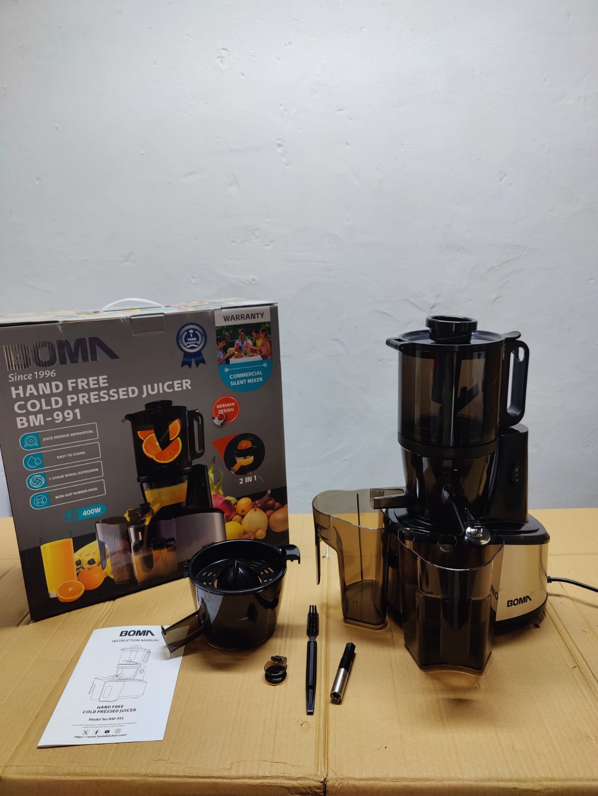 Boma 2 in 1 Full Mouth Cold Pressed Juicer BM-991