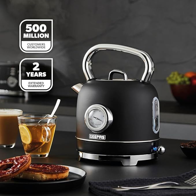 Geepas Retrovive 1.8L Stainless Steel Kettle 38074