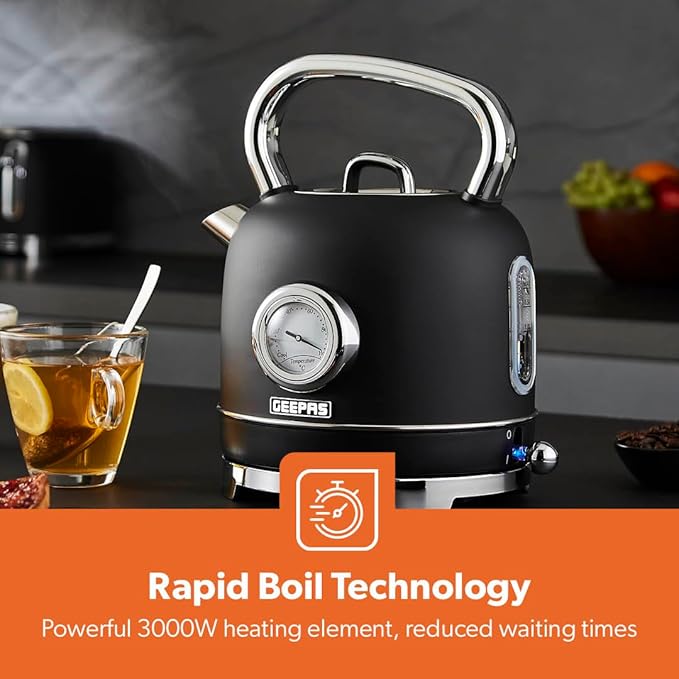 Geepas Retrovive 1.8L Stainless Steel Kettle 38074