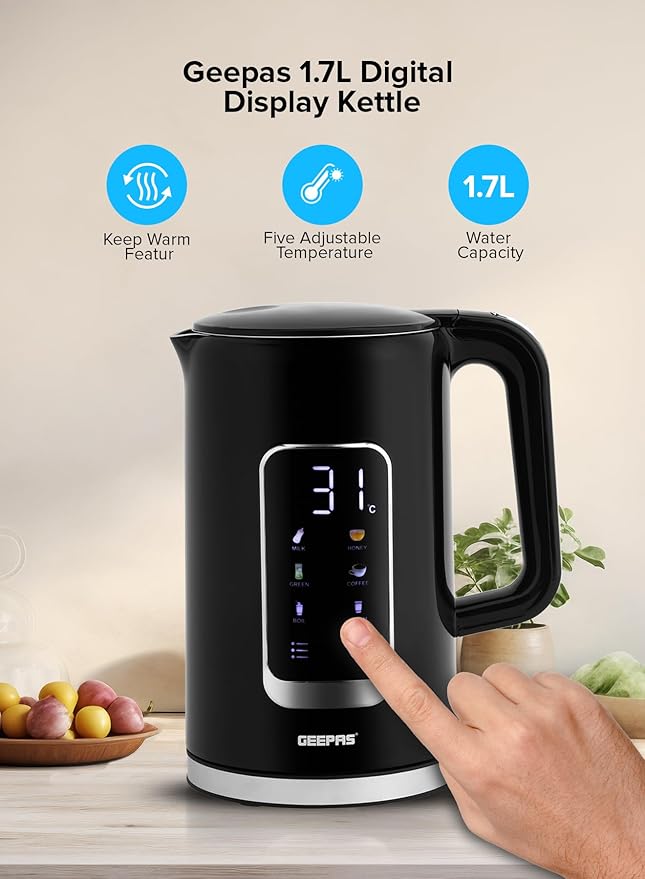 Geepas Double Layer 1.7L Digital Display Kettle 38052