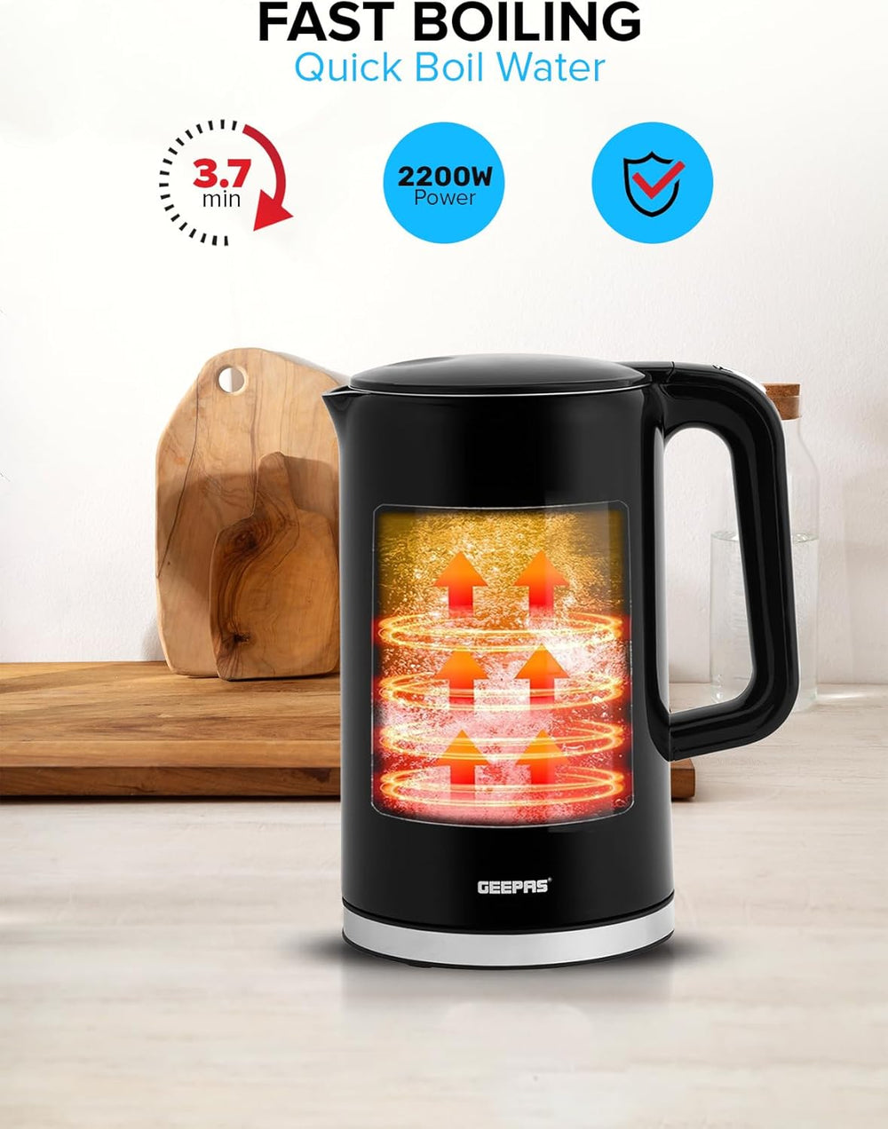 Geepas Double Layer 1.7L Digital Display Kettle 38052