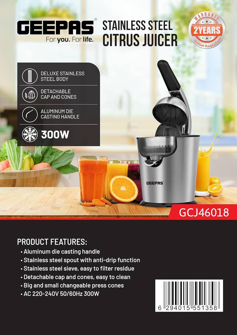 Geepas Stainless Steel Citrus Juicer GCJ46018