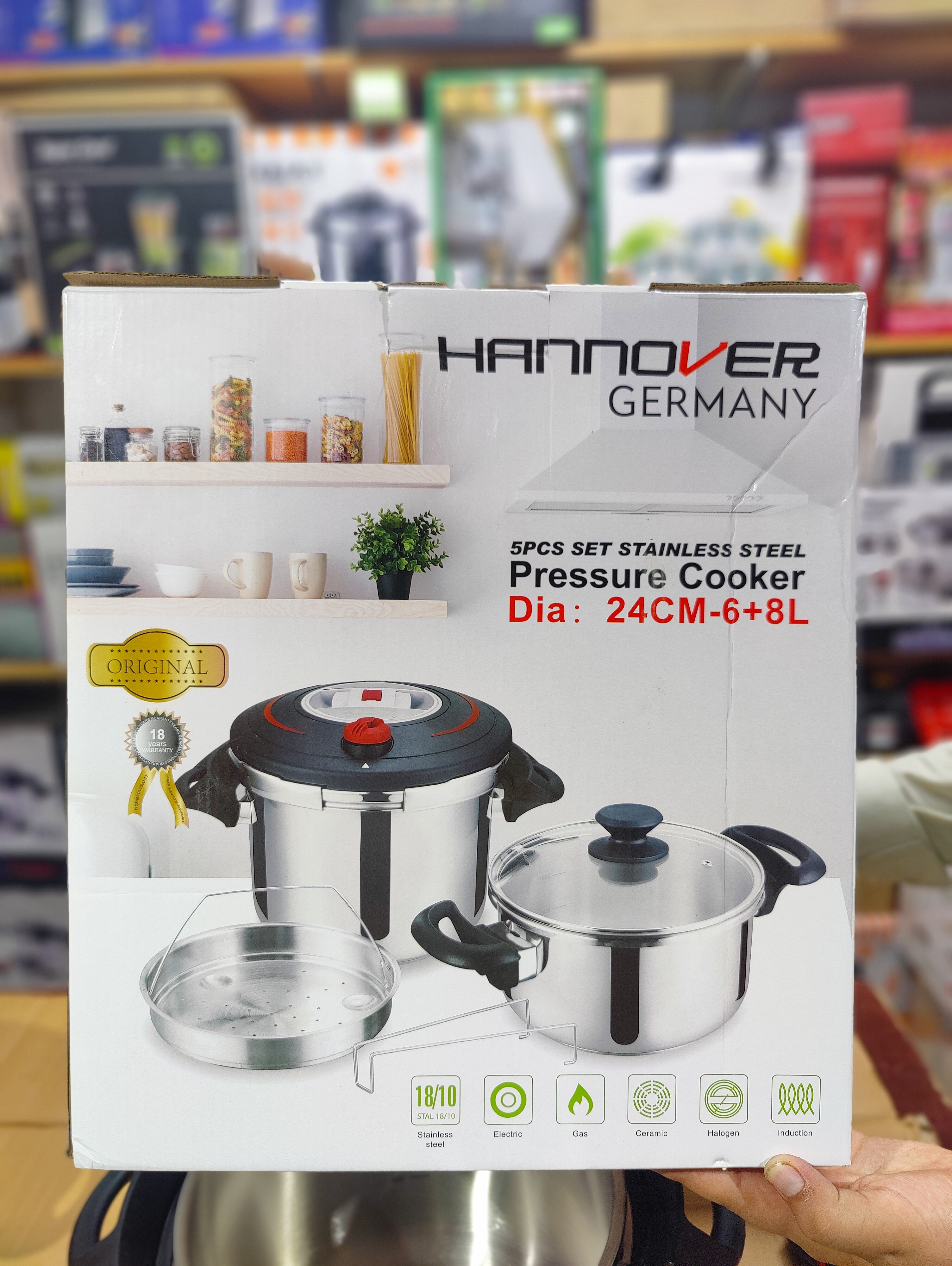 Imported Hannover Stainless Steel Automatic Pressure Cooker- 6L + 8L