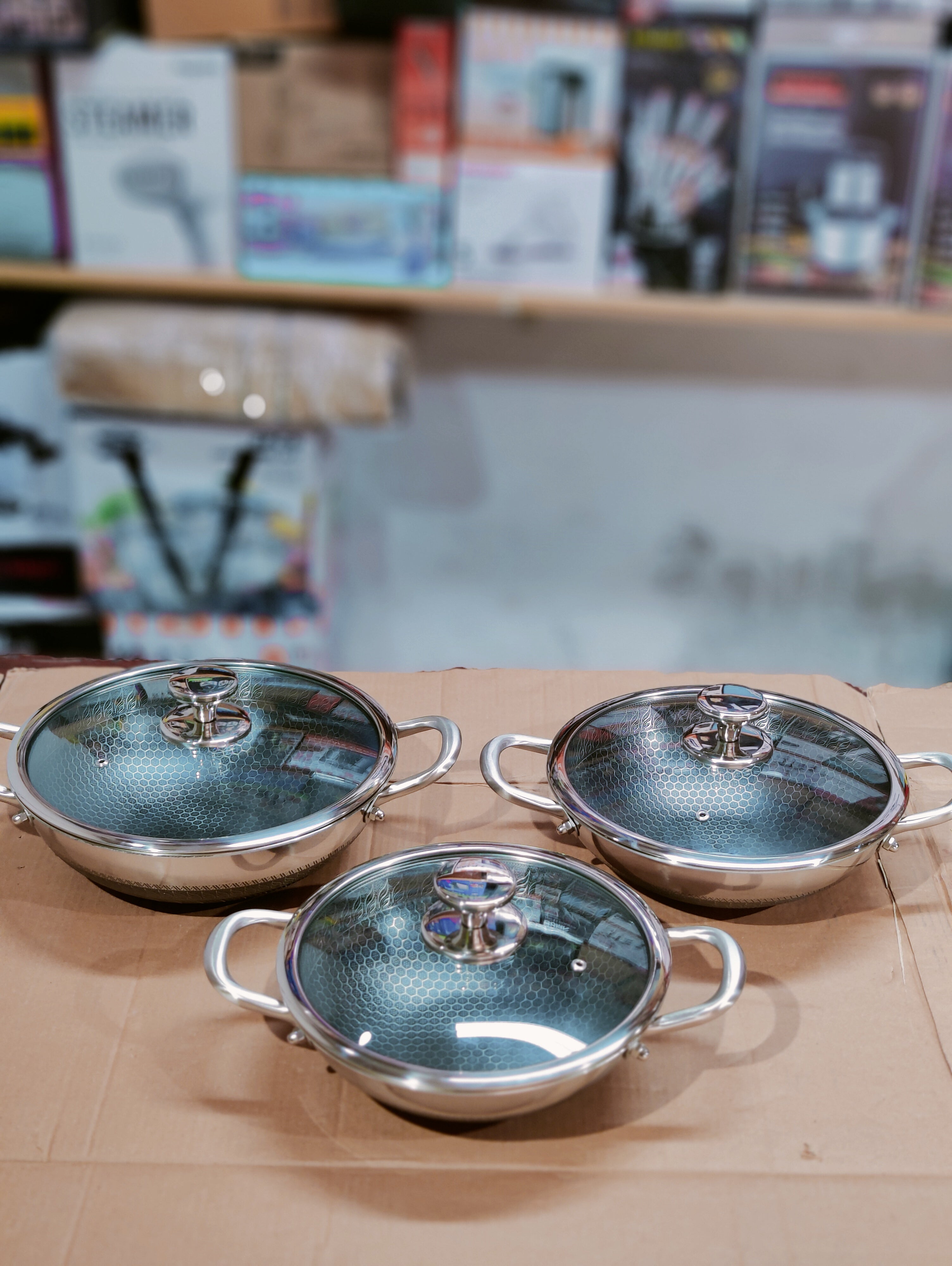 Honeycomb Laser Coated Oval Shape 6pcs Cookware Set