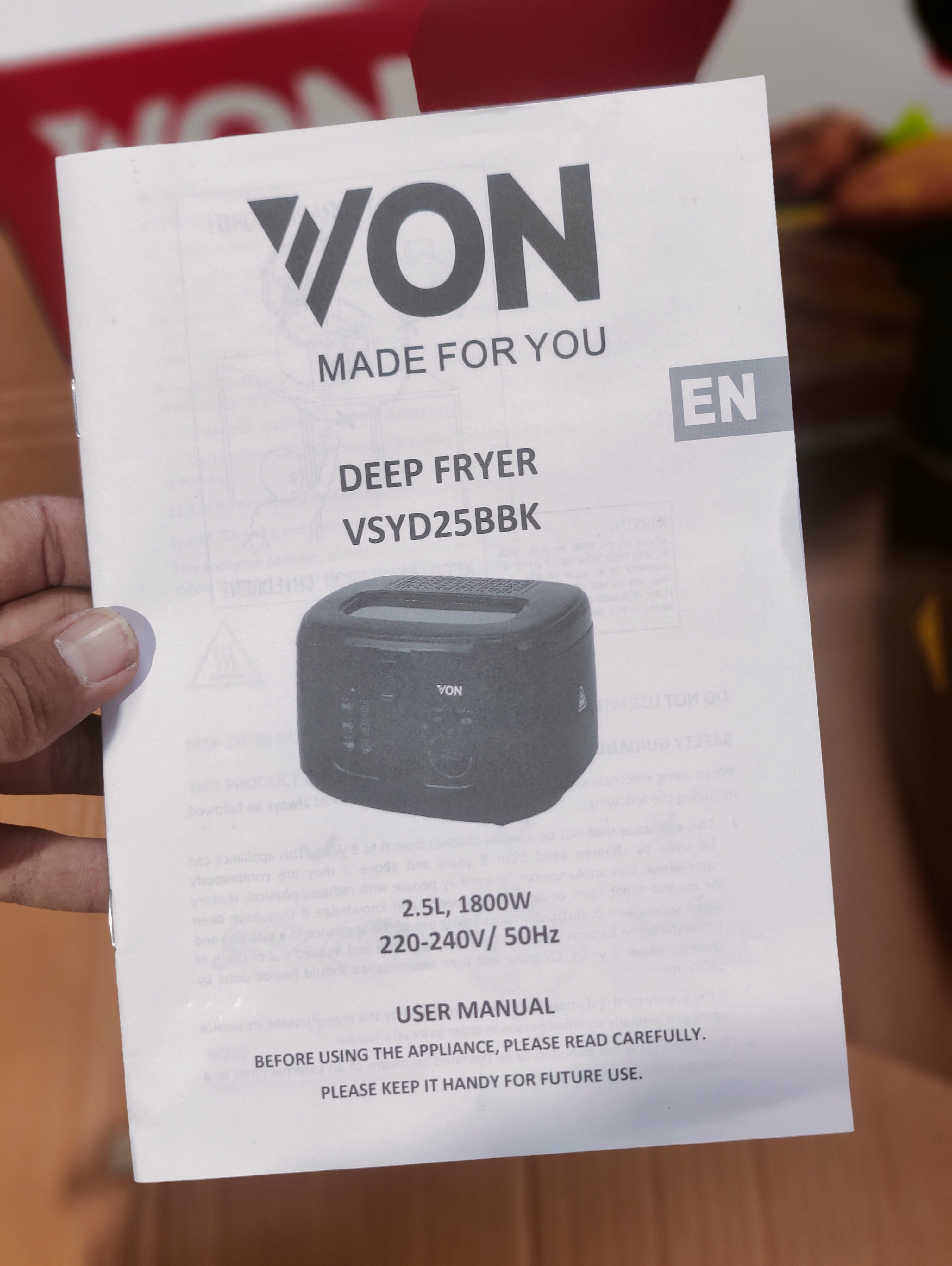 VON 2.5L Electric Deep Fryer