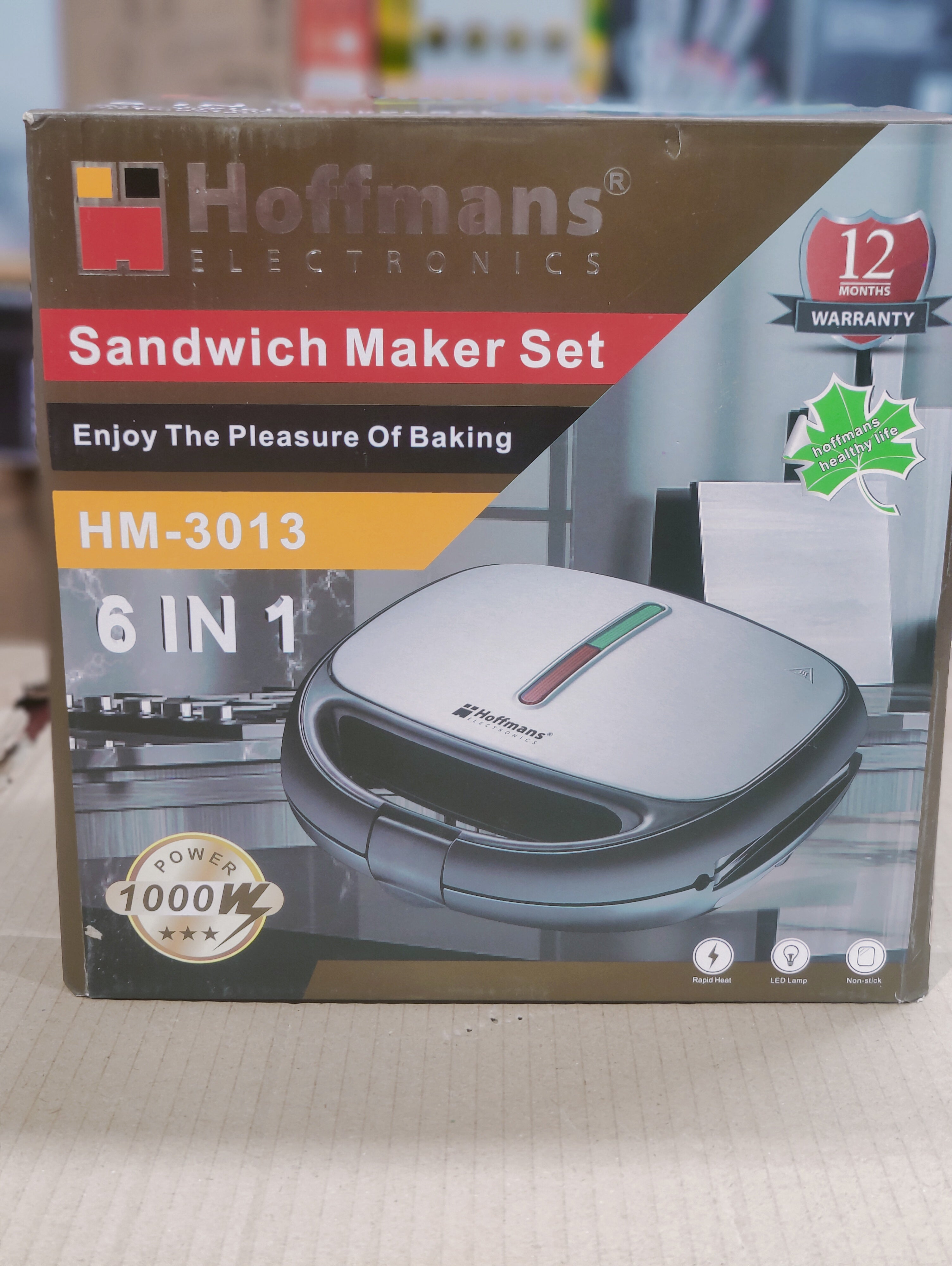 Hoffmans 6-in-1 Sandwich Maker Hm- 3013