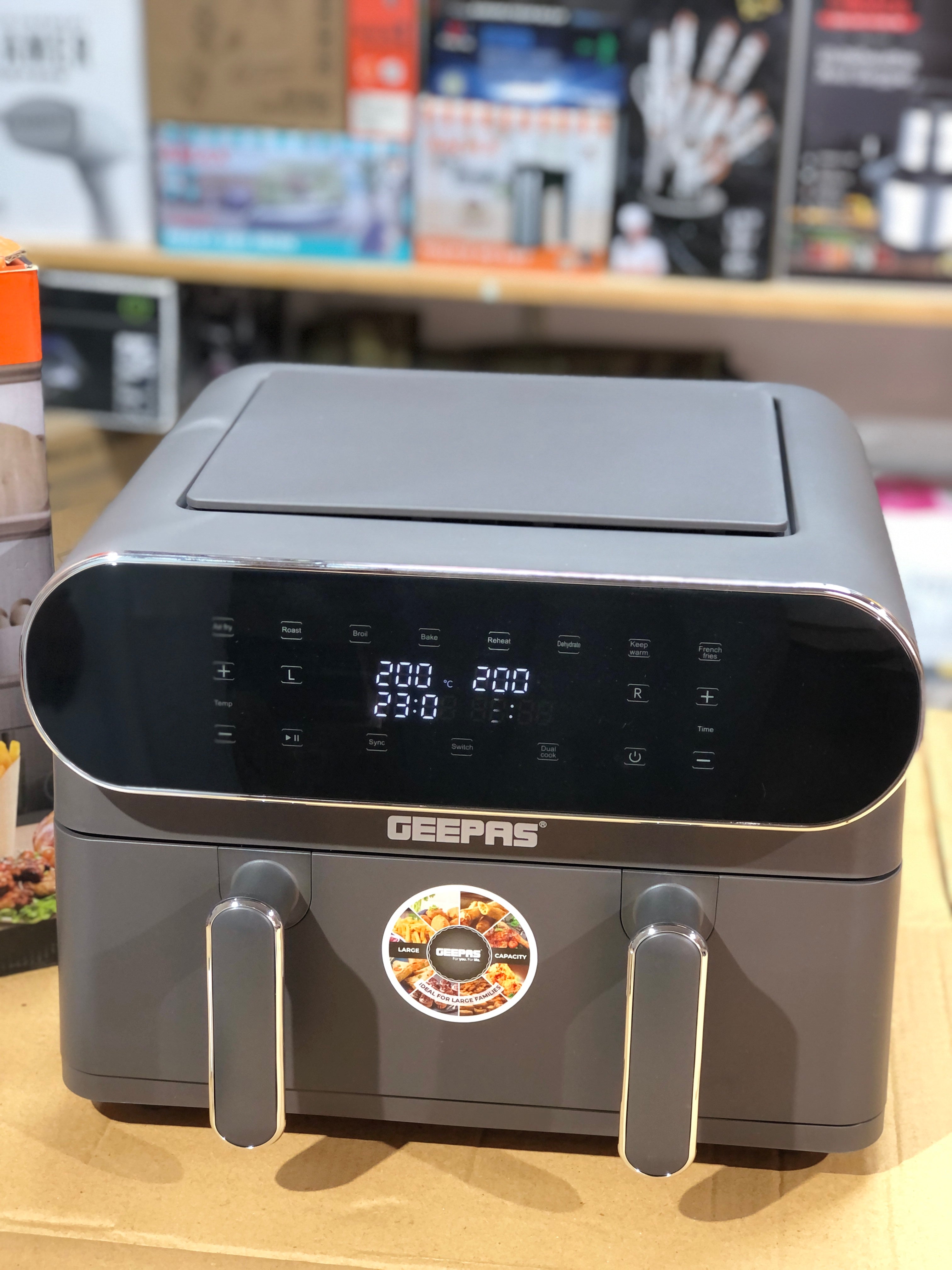 Geepas Digital Air Fryer-11L Capacity with 5.5 L Dual Baskets GAF37532