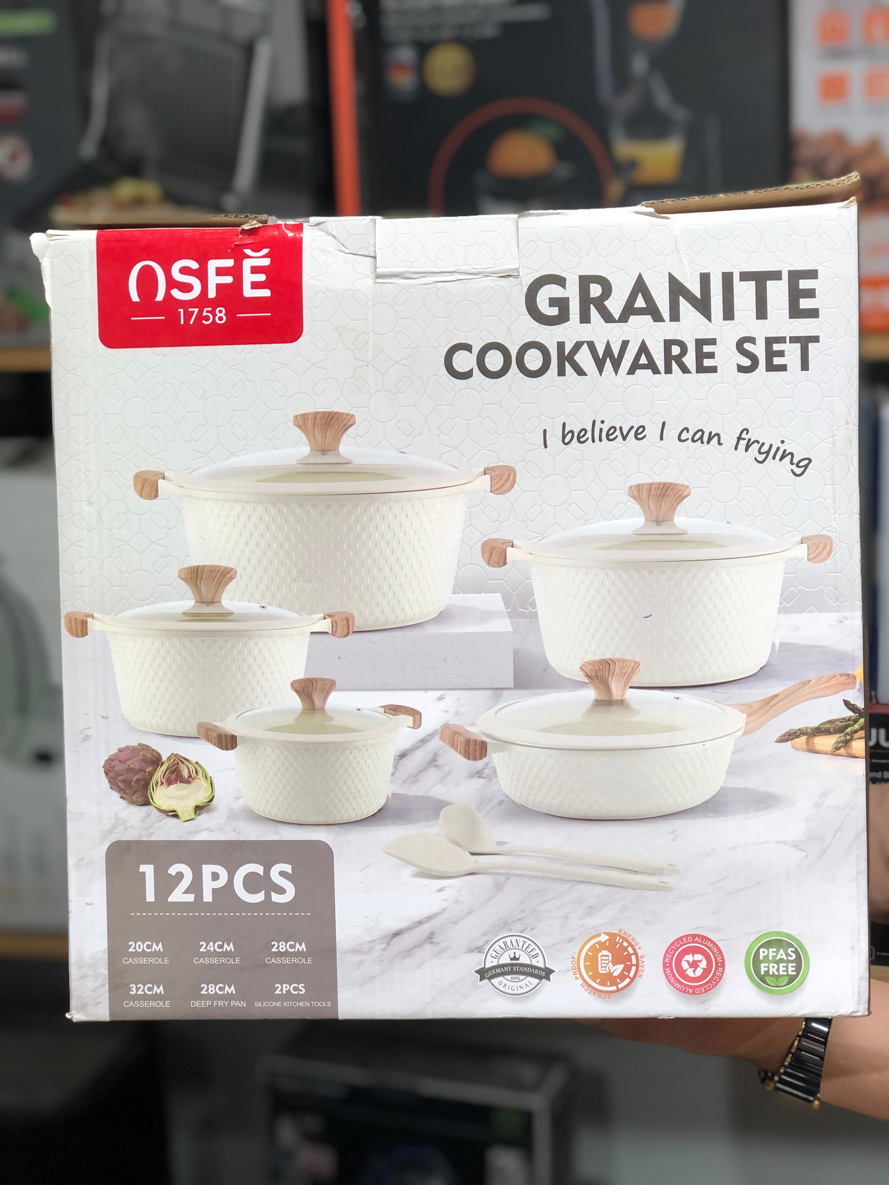 Osfe 12pcs Granite Induction Based Cookware Set