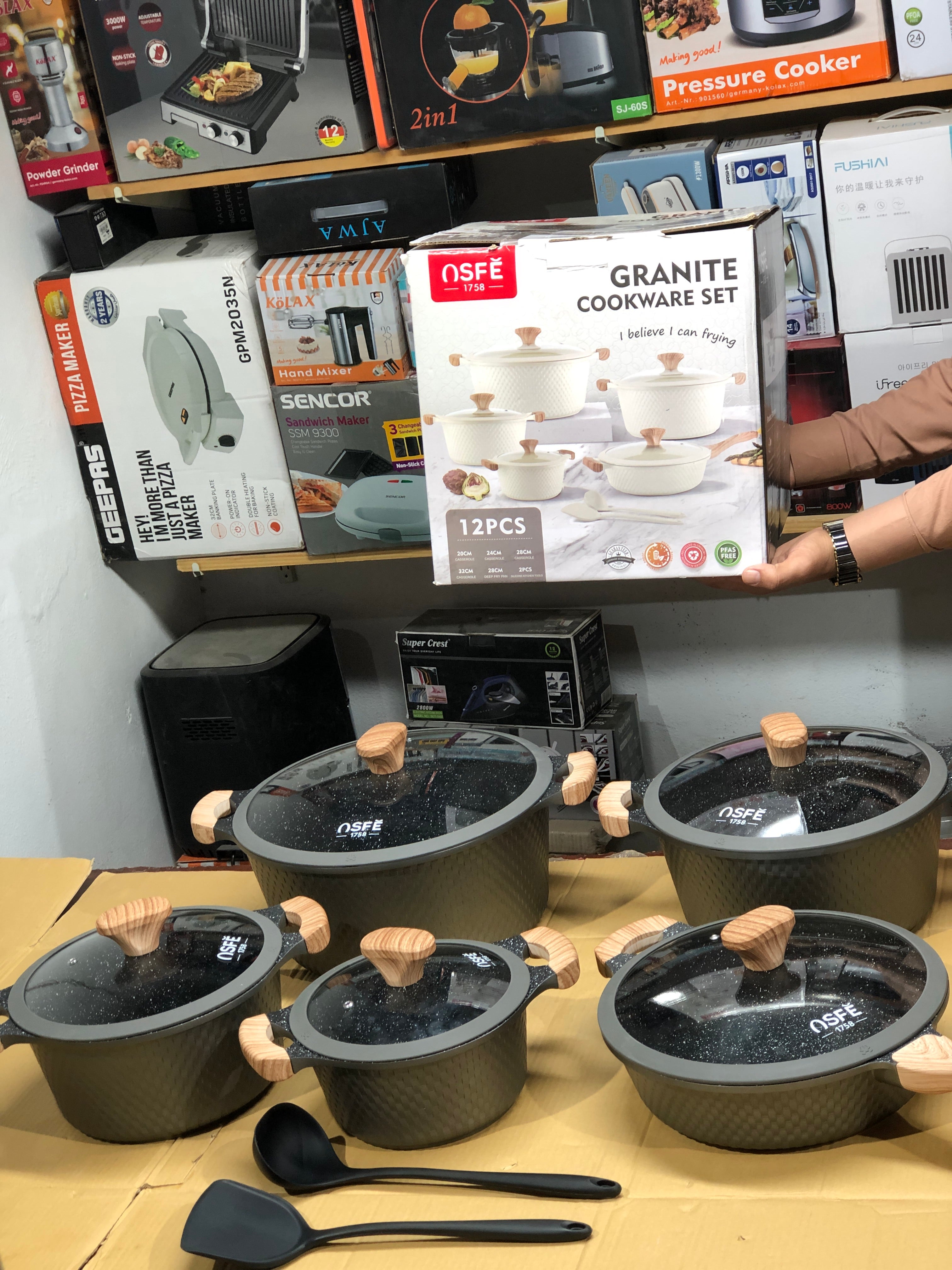 Osfe 12pcs Granite Induction Based Cookware Set