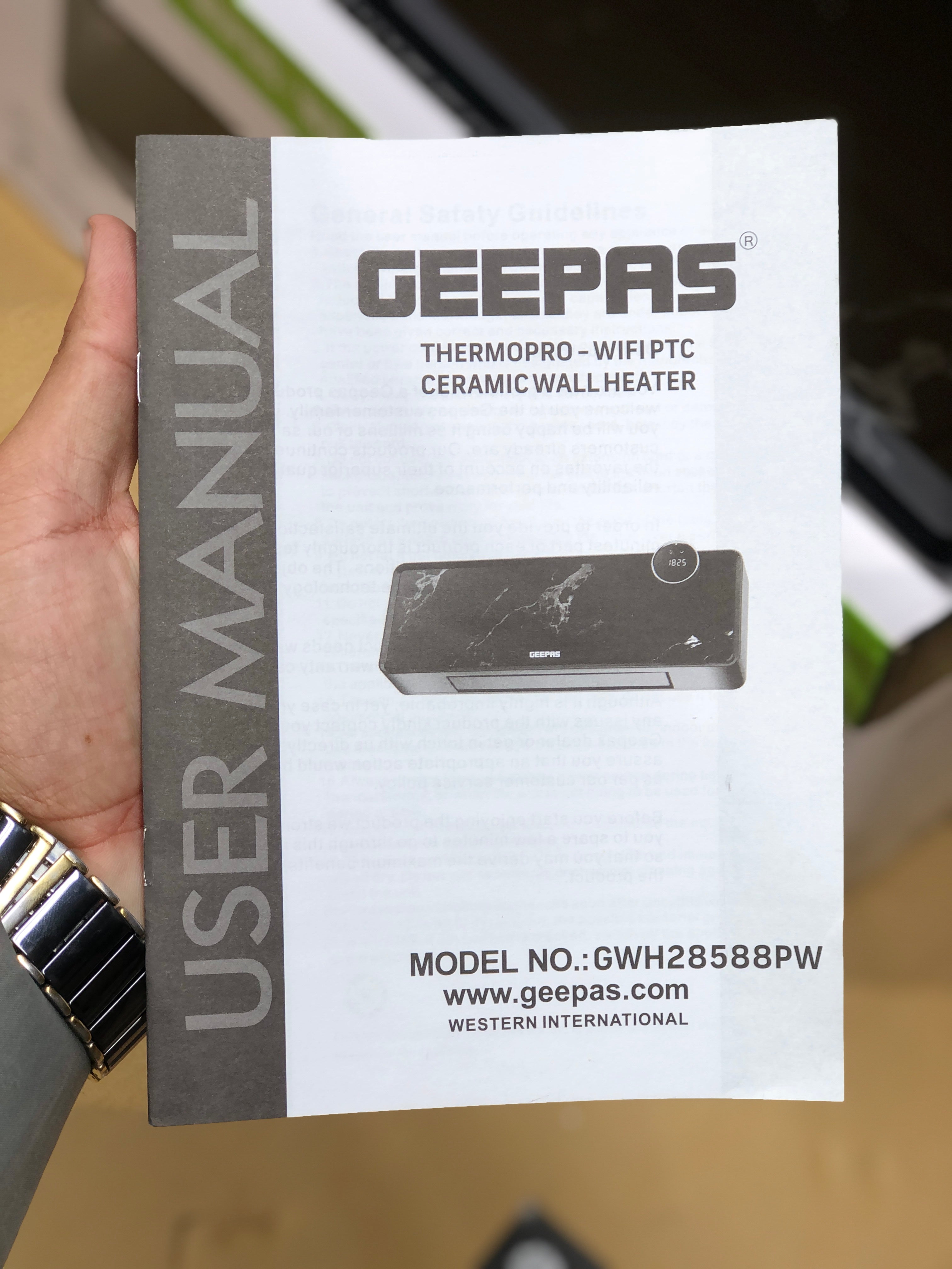 Geepas Thermopro Wifi PTC Ceramic Wall Heater 28588