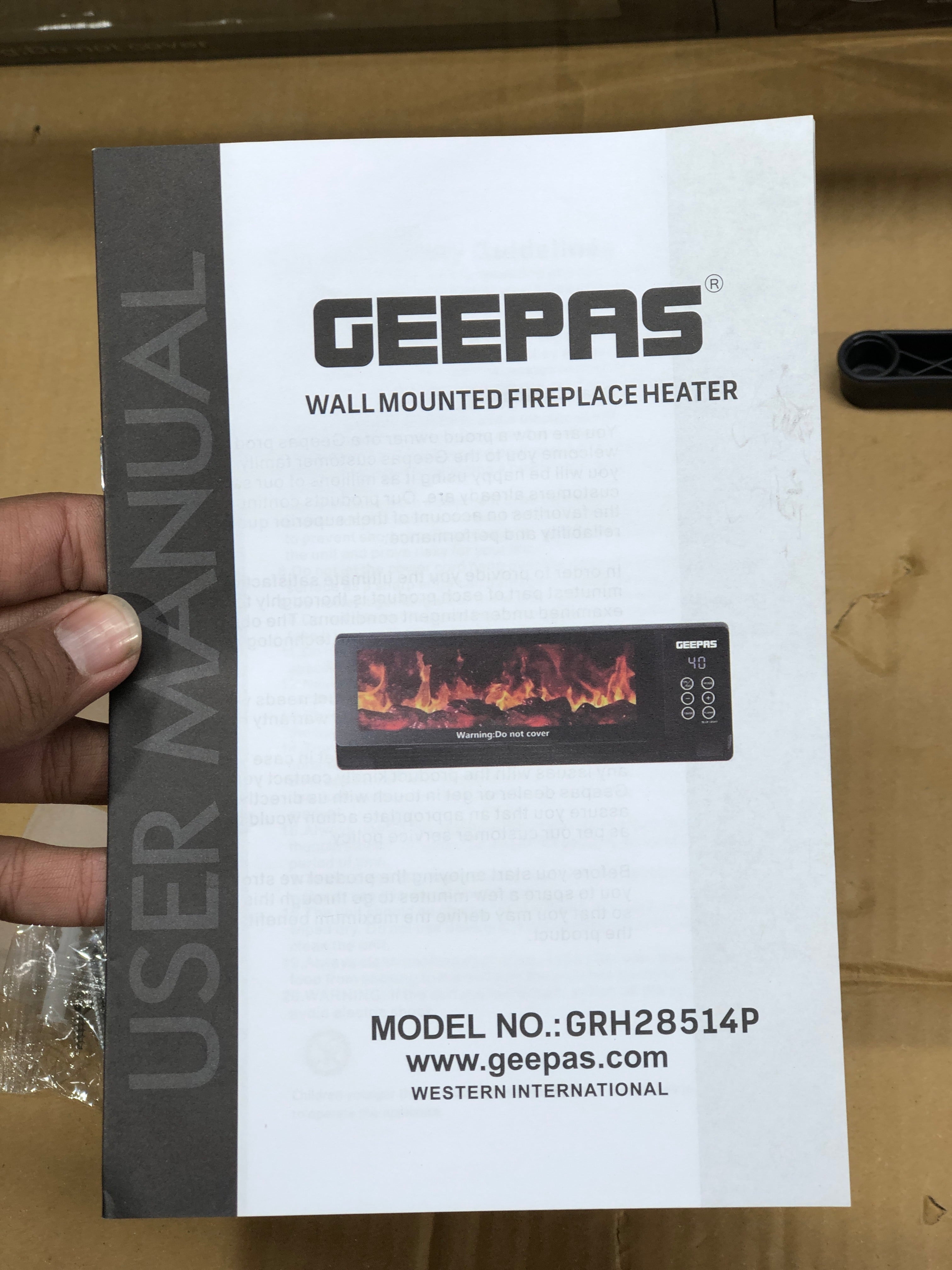Geepas Wall Mounted 3D Flame Touch Display Blower Heater GRH28524P