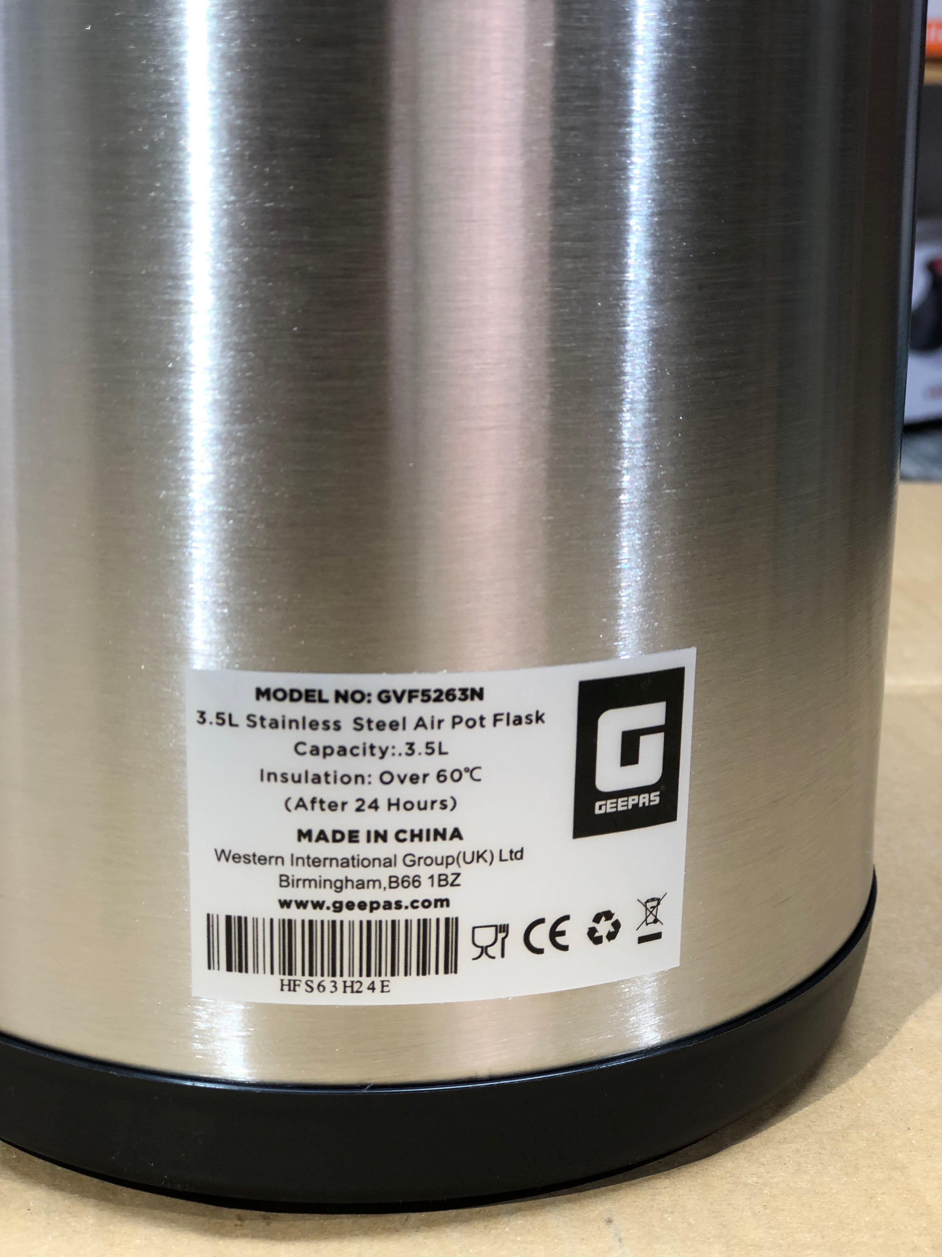 Geepas 3.5L Stainless Steel Air Pot Flask 5263