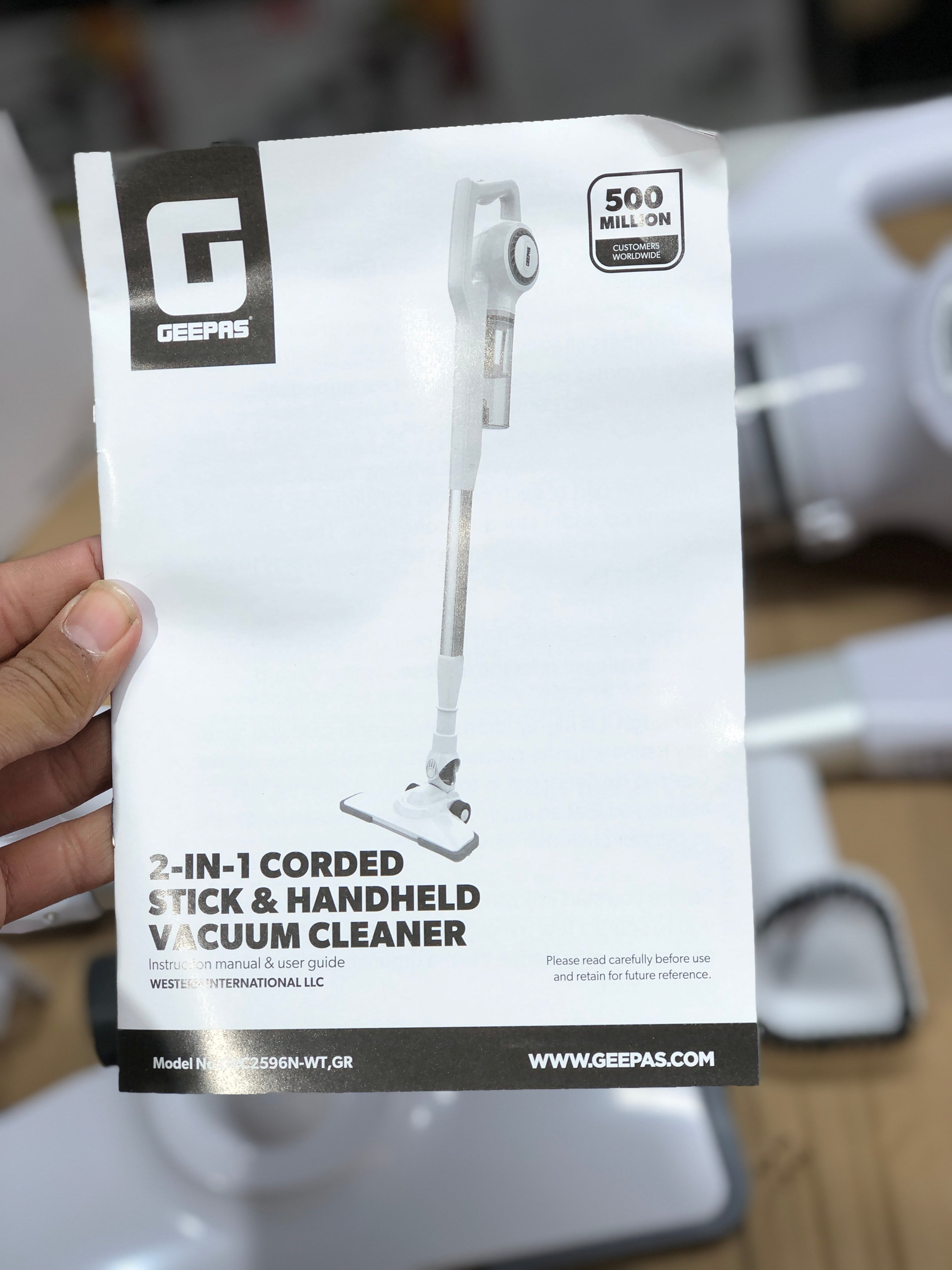 Geepas 2-in-1 Cordless Low-Noise Lightweight Stick Vacuum Cleaner GVC2596N