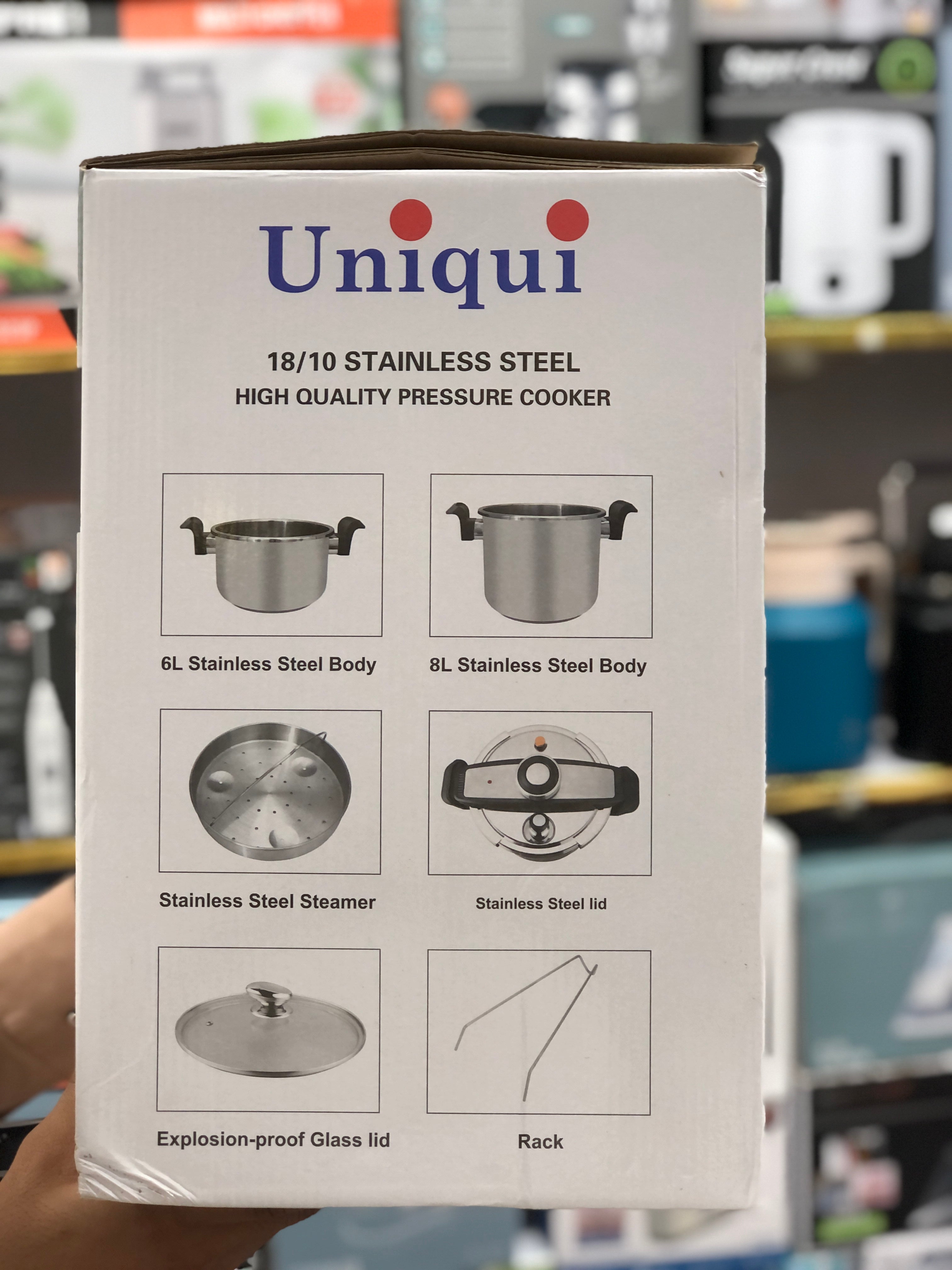 Uniqui Pro 3 in 1 Stainless Steel Automatic Pressure Cooker - 8L + 6L