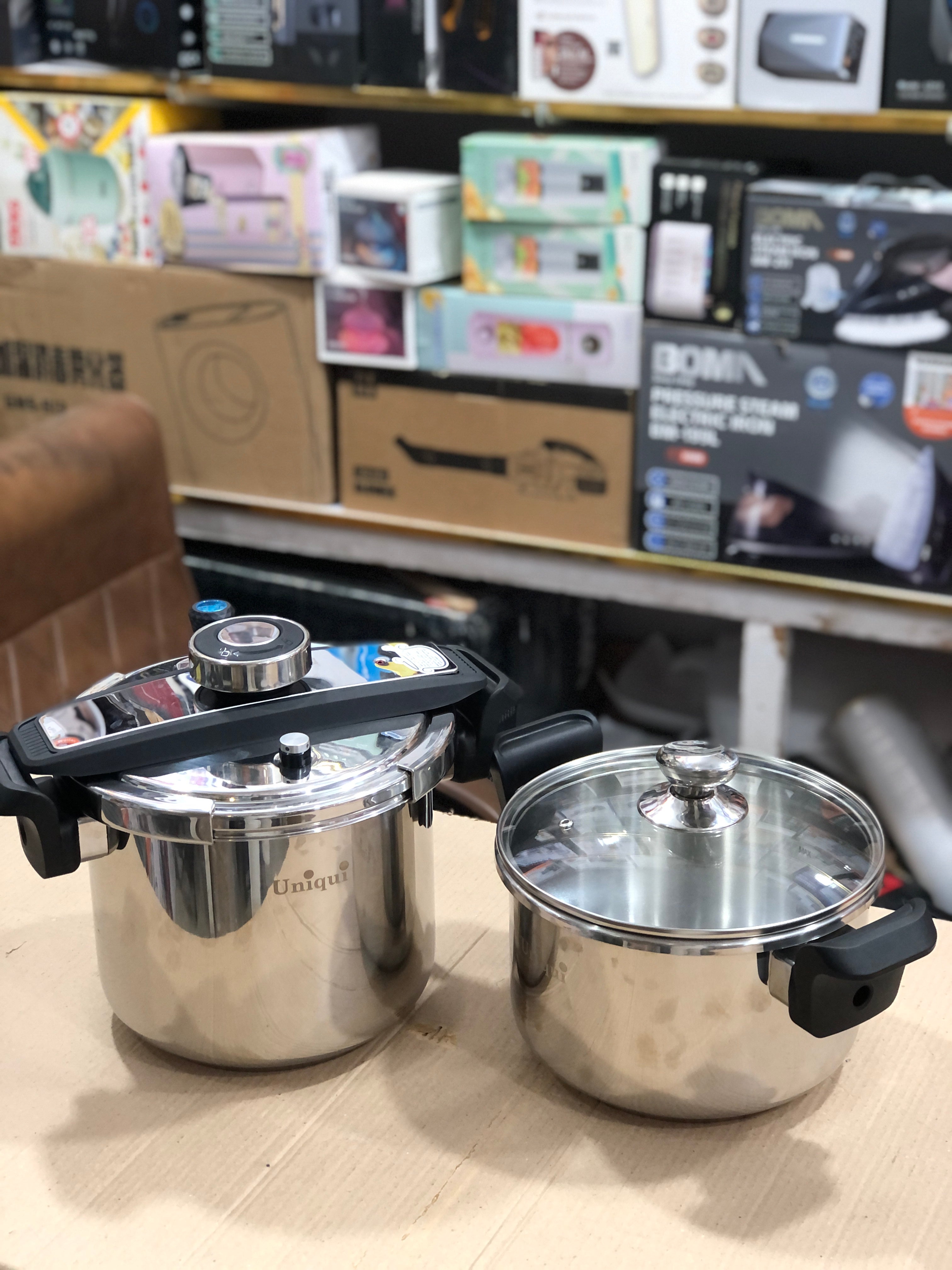 Uniqui Pro 3 in 1 Stainless Steel Automatic Pressure Cooker - 8L + 6L