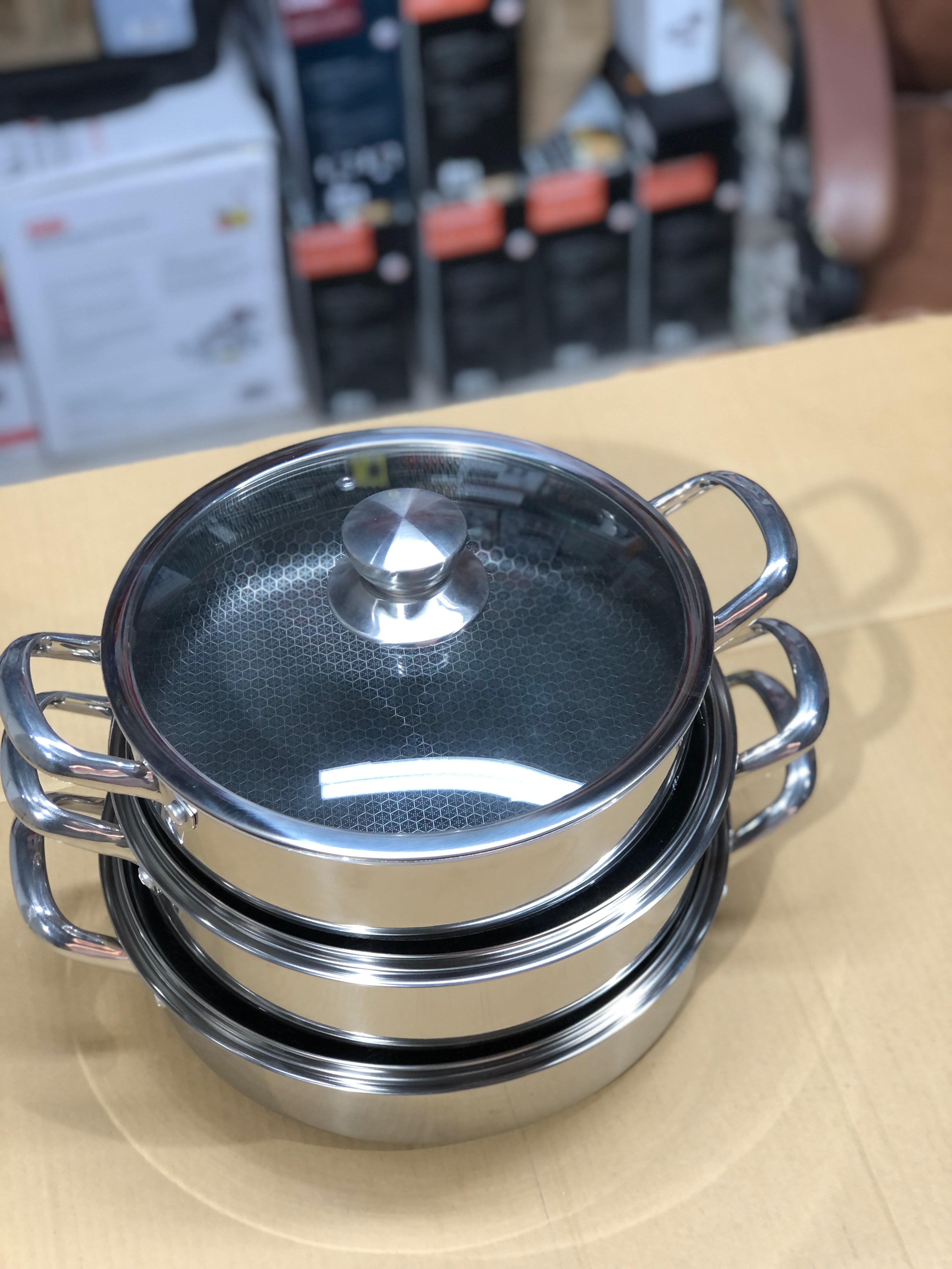 Imported Honey Comb Shallow Open Cookware Set