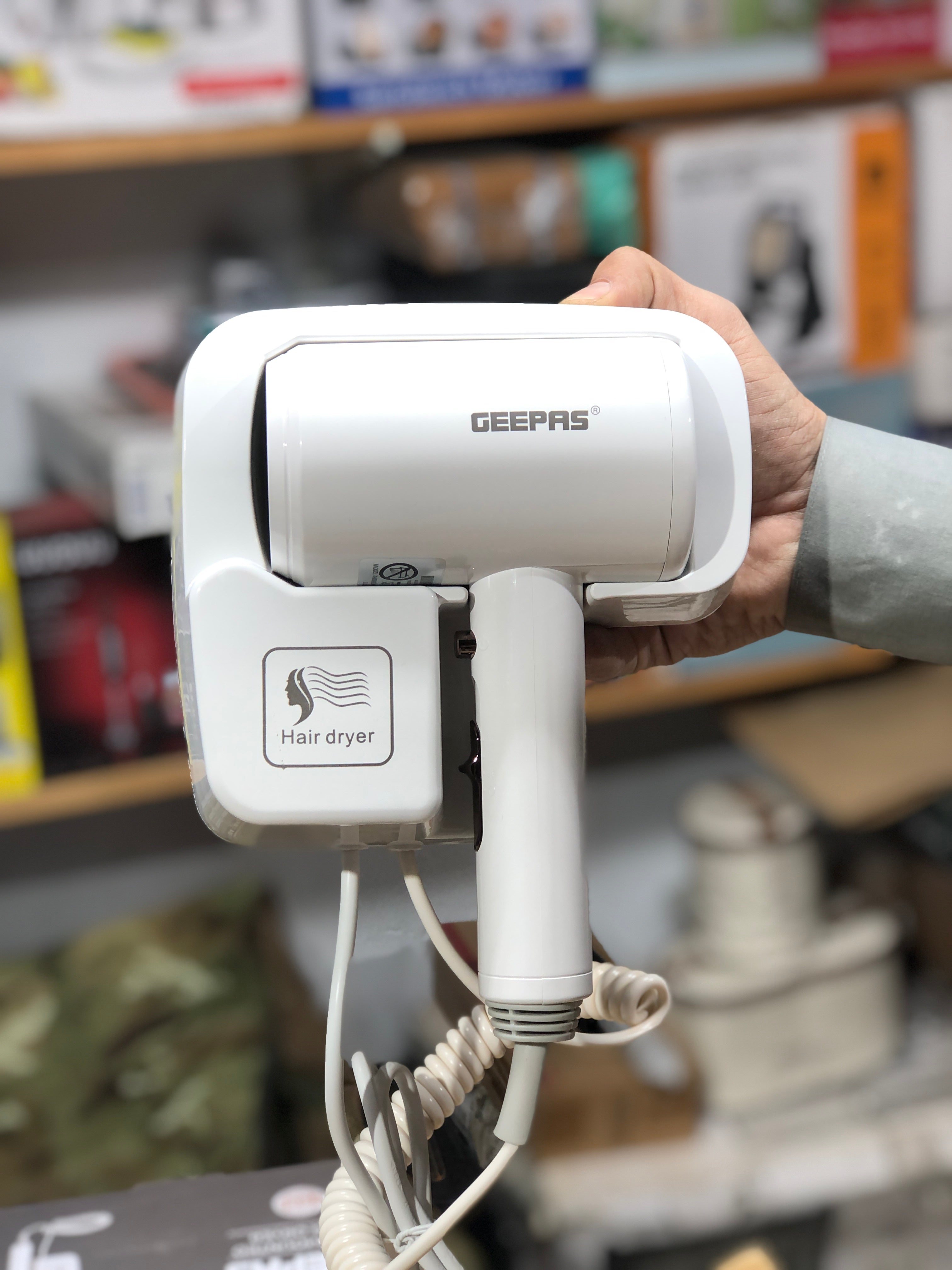 Geepas 1200W Wall Mounted Hair Dryer 86073