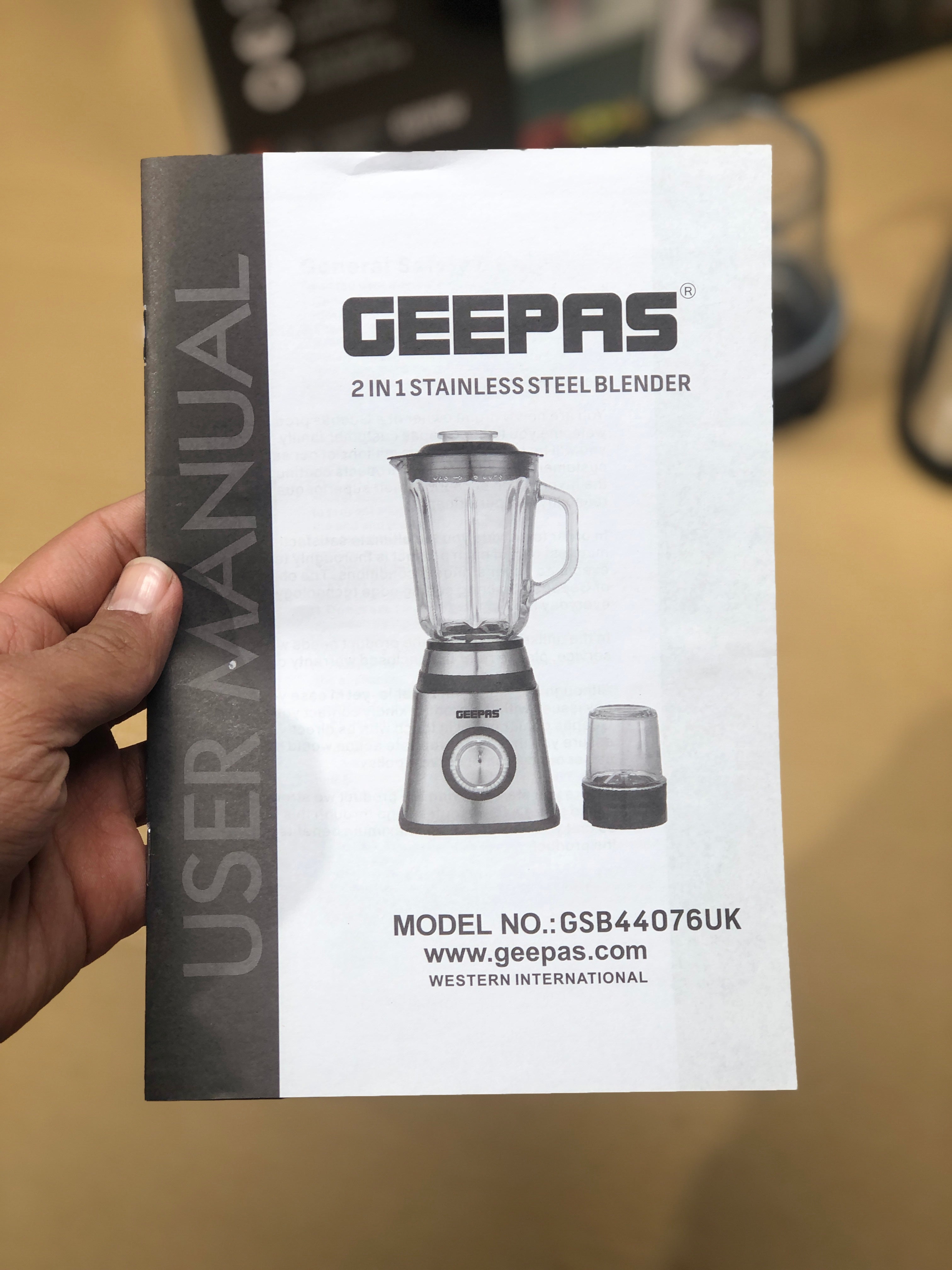 GEEPAS 2 in 1 Steel Blender 600W-44076