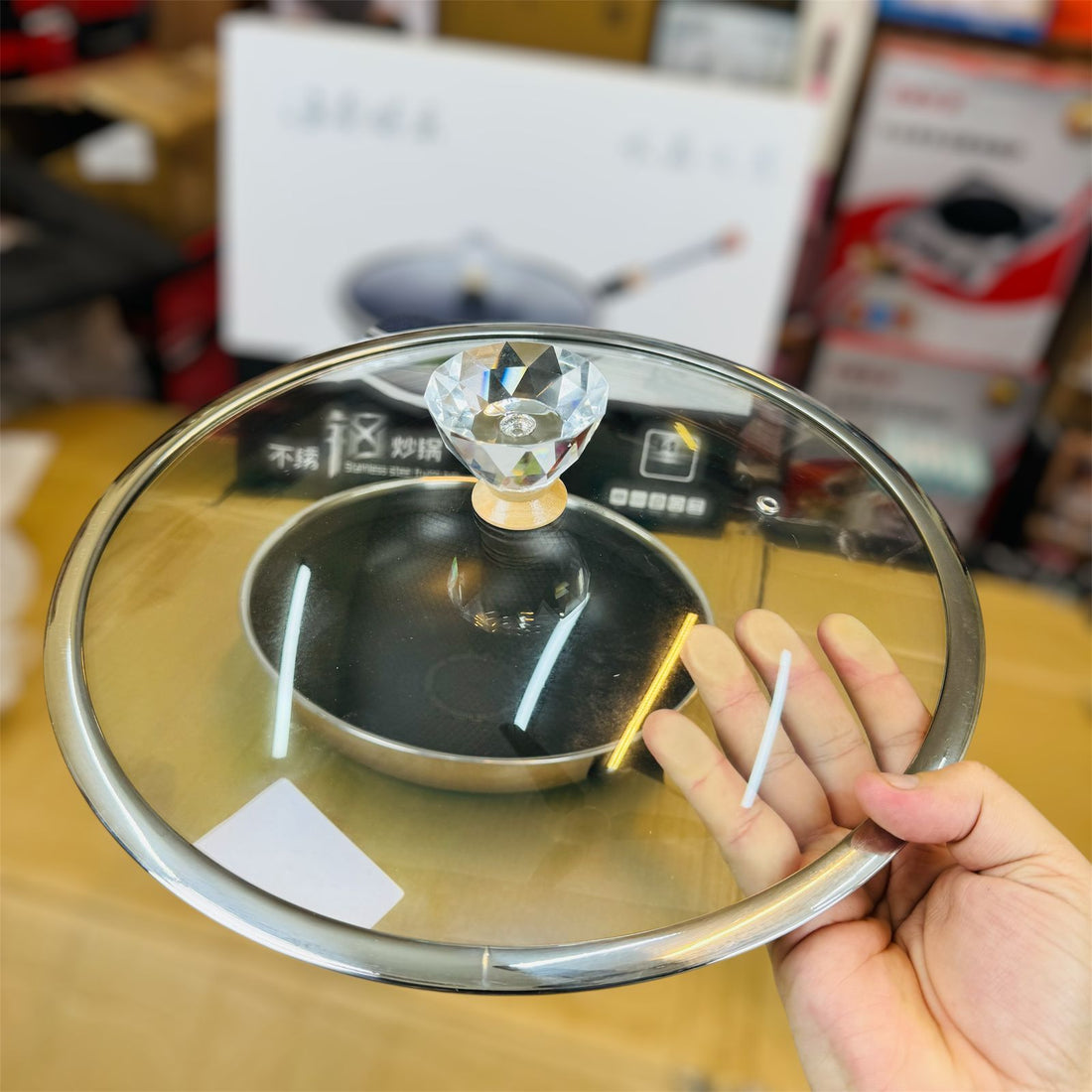 Crystal Honey Comb Laser Coated Deep Fry Pan 34cm