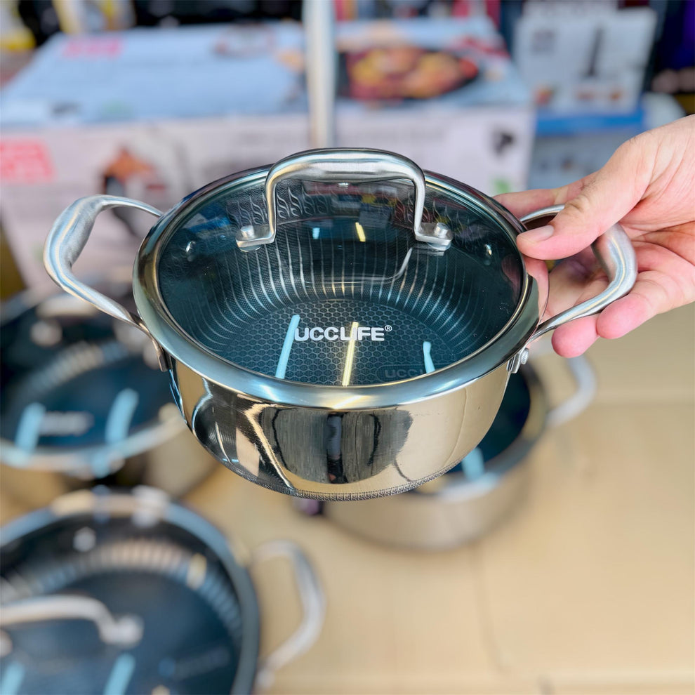 UCC LIFE 9pcs Triply Laser Coated Stainless Steel Cookware Set UC-TSS0209D