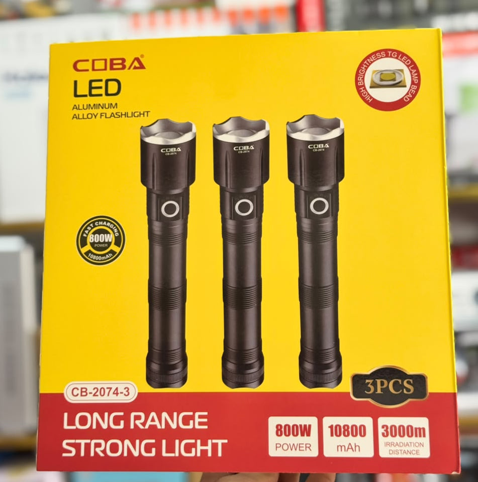 Coba LED Aluminum Alloy Flashlight Torch Set 3pcs CB-2074-3
