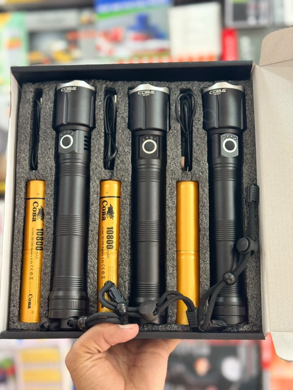 Coba LED Aluminum Alloy Flashlight Torch Set 3pcs CB-2074-3