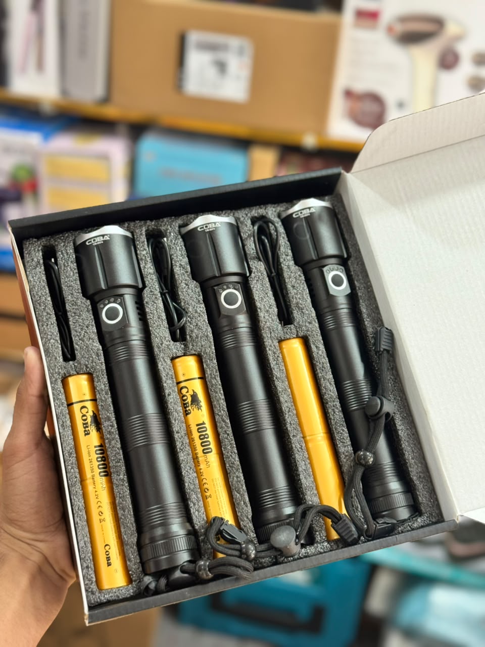 Coba LED Aluminum Alloy Flashlight Torch Set 3pcs CB-2074-3