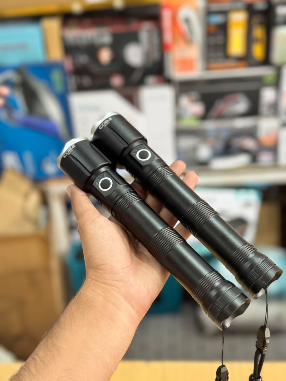 Coba LED Aluminum Alloy Flashlight Torch Set 2pcs CB-2074-2