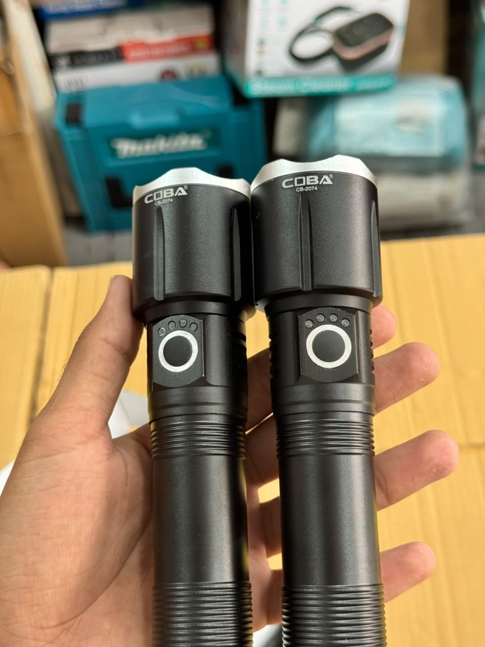 Coba LED Aluminum Alloy Flashlight Torch Set 2pcs CB-2074-2