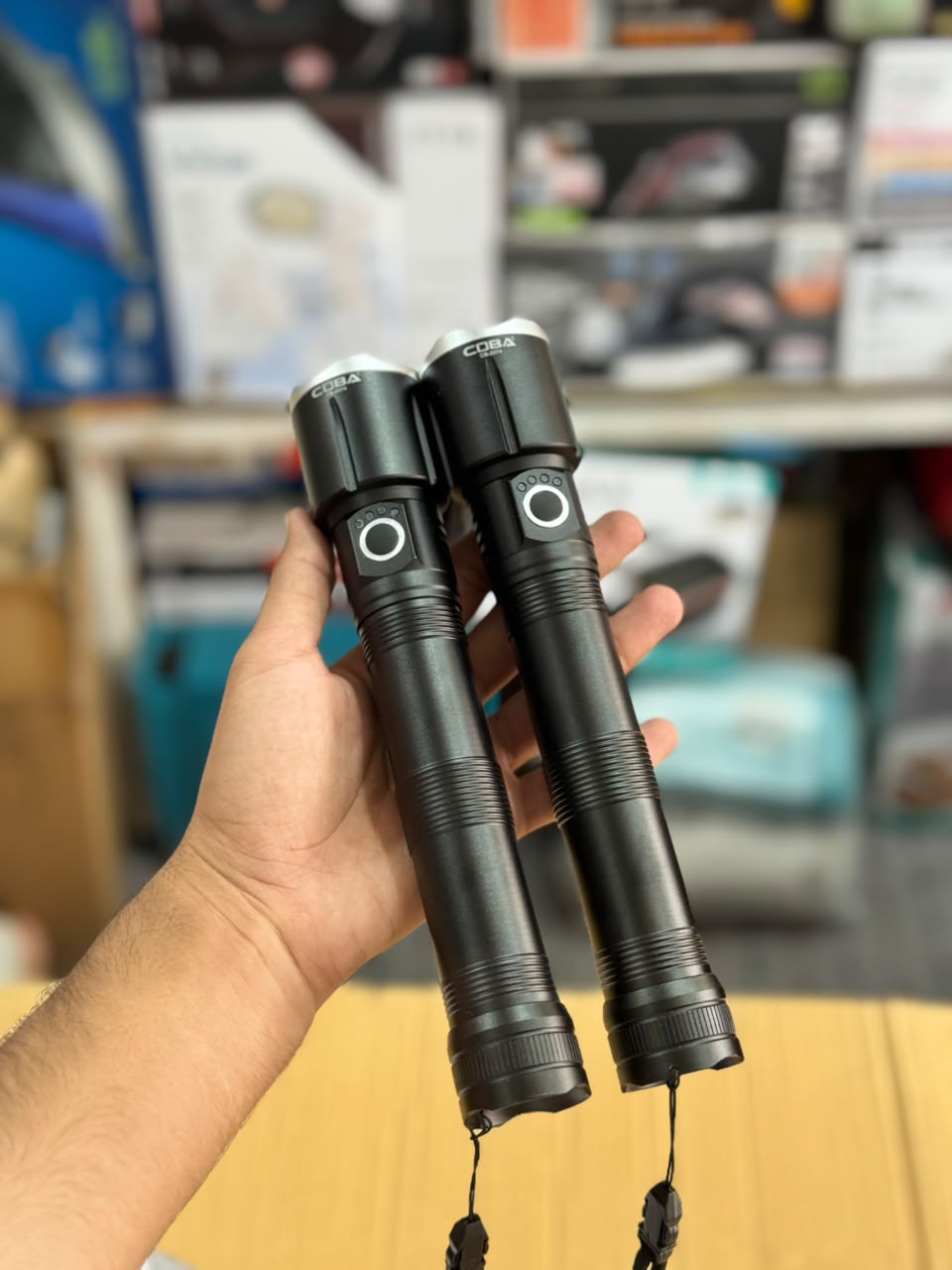 Coba LED Aluminum Alloy Flashlight Torch Set 2pcs CB-2074-2