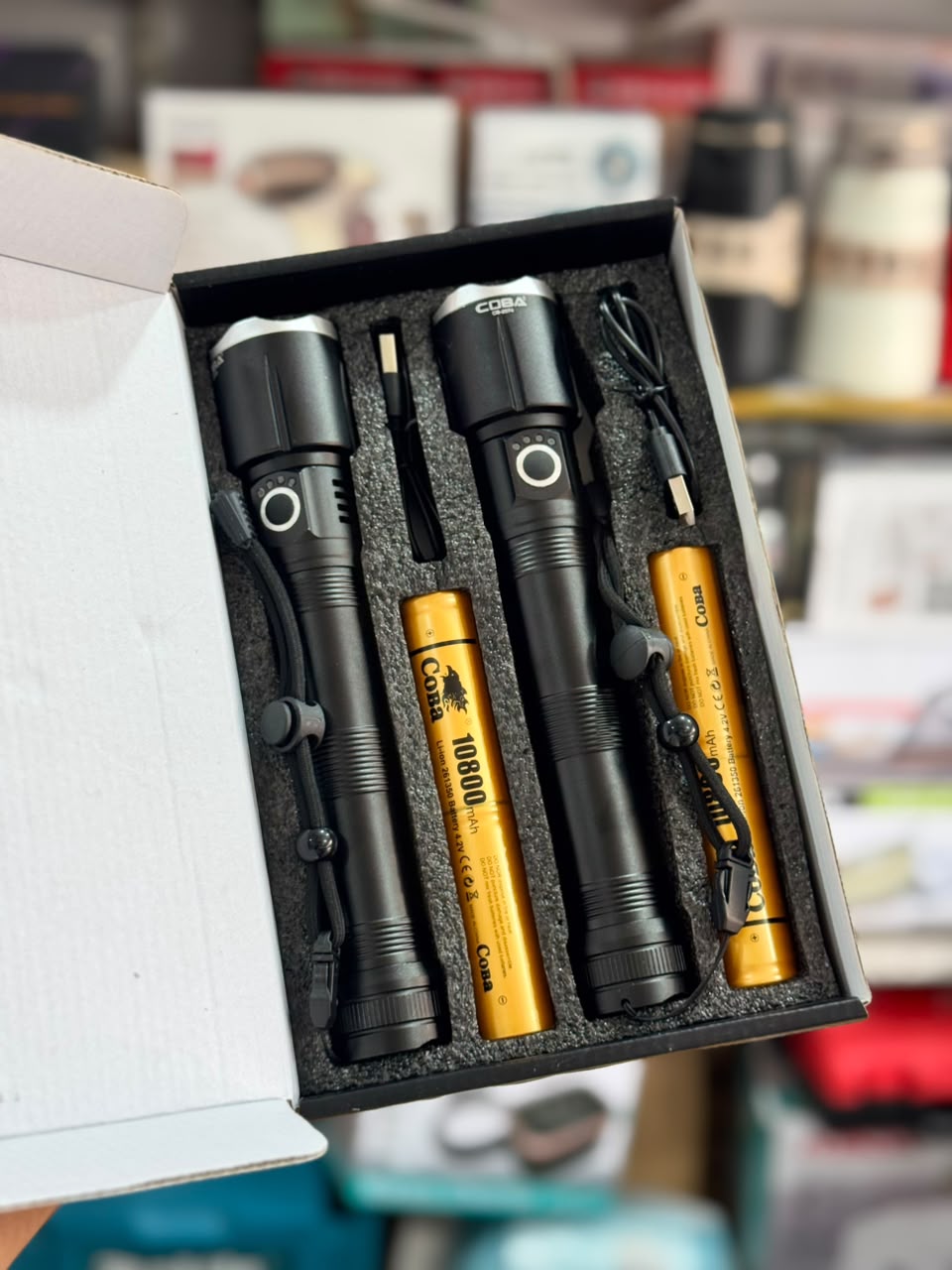 Coba LED Aluminum Alloy Flashlight Torch Set 2pcs CB-2074-2