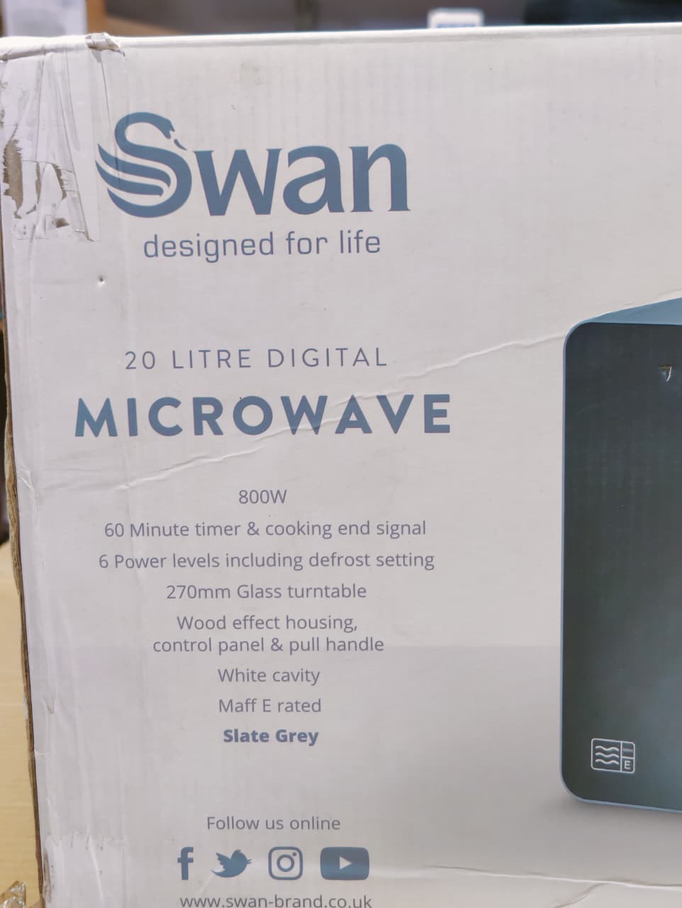 Swan Nordic Digital Microwave 20 Liter Capacity