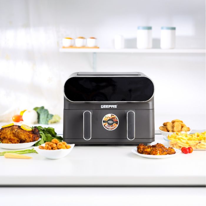 Geepas Digital Air Fryer-11L Capacity with 5.5 L Dual Baskets GAF37532