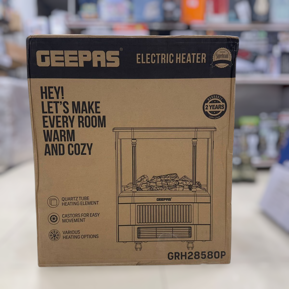 Geepas Quartz Tube Log Flame Effect Electric Heater 28580