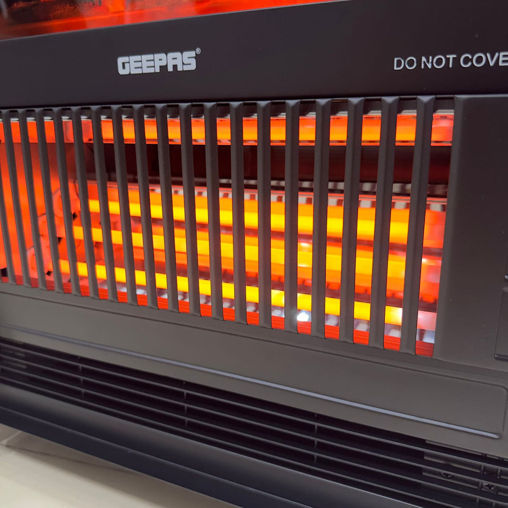 Geepas Quartz Tube Log Flame Effect Electric Heater 28579