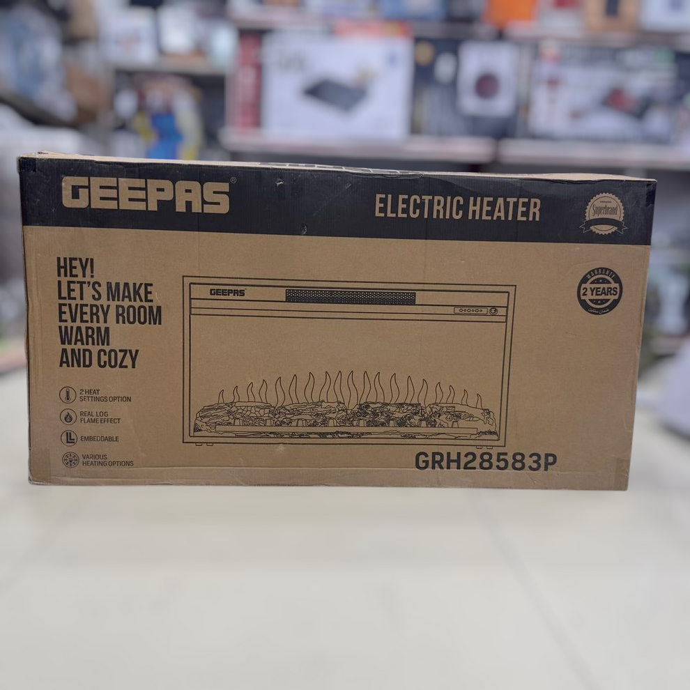 Geepas Real Log Flame Effect Electric Heater 28583